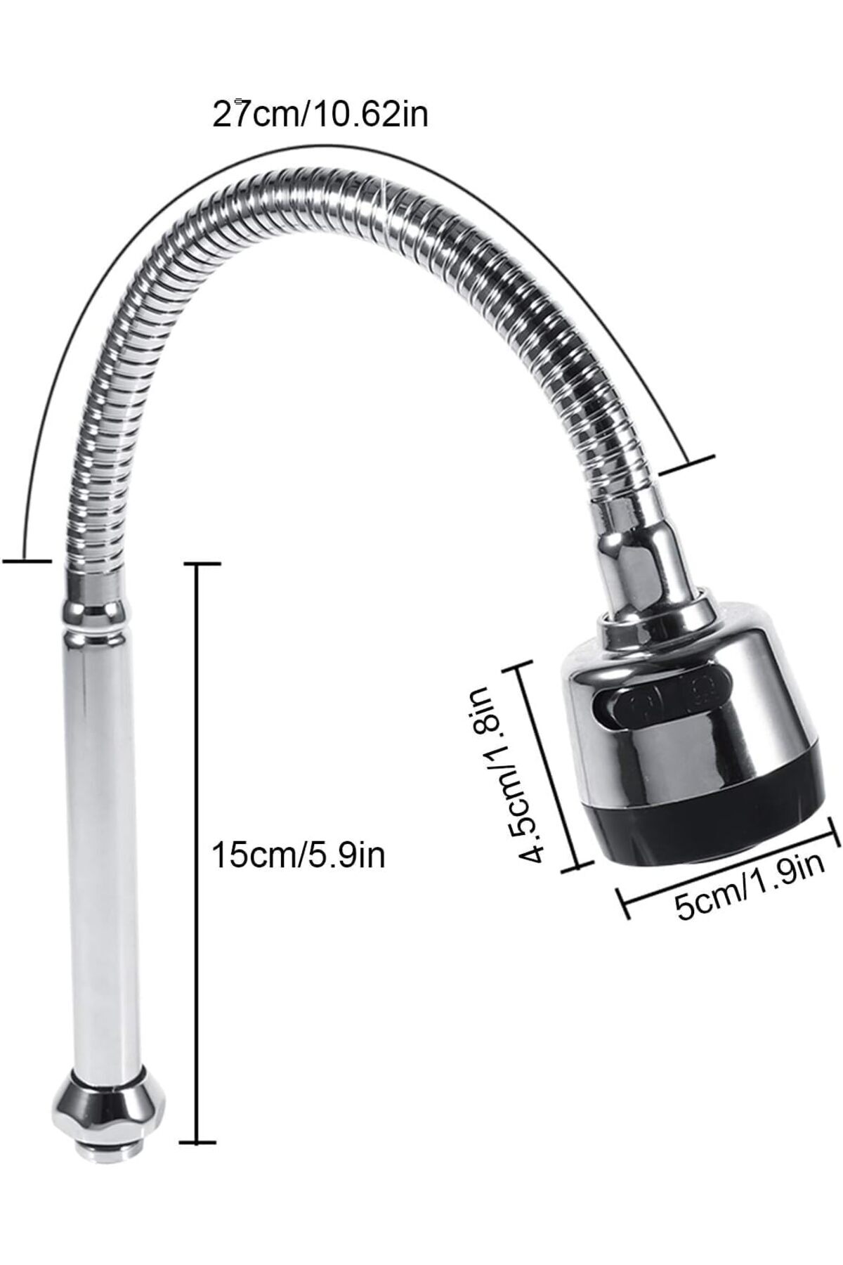 Generic-304 Stainless Steel Kitchen Sink Faucet with Flexible Pipe Dual Function Sprayer– 360° Swivel Spout. 5