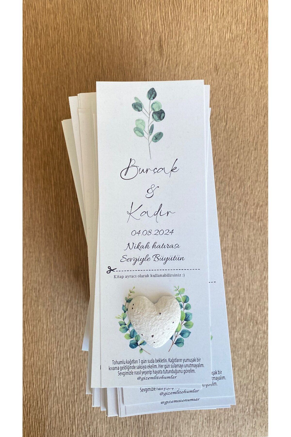 gizemlitohumlar Tohumlu kart 50 adet Doğum günü Nikah Düğün Kına Söz hatırası
