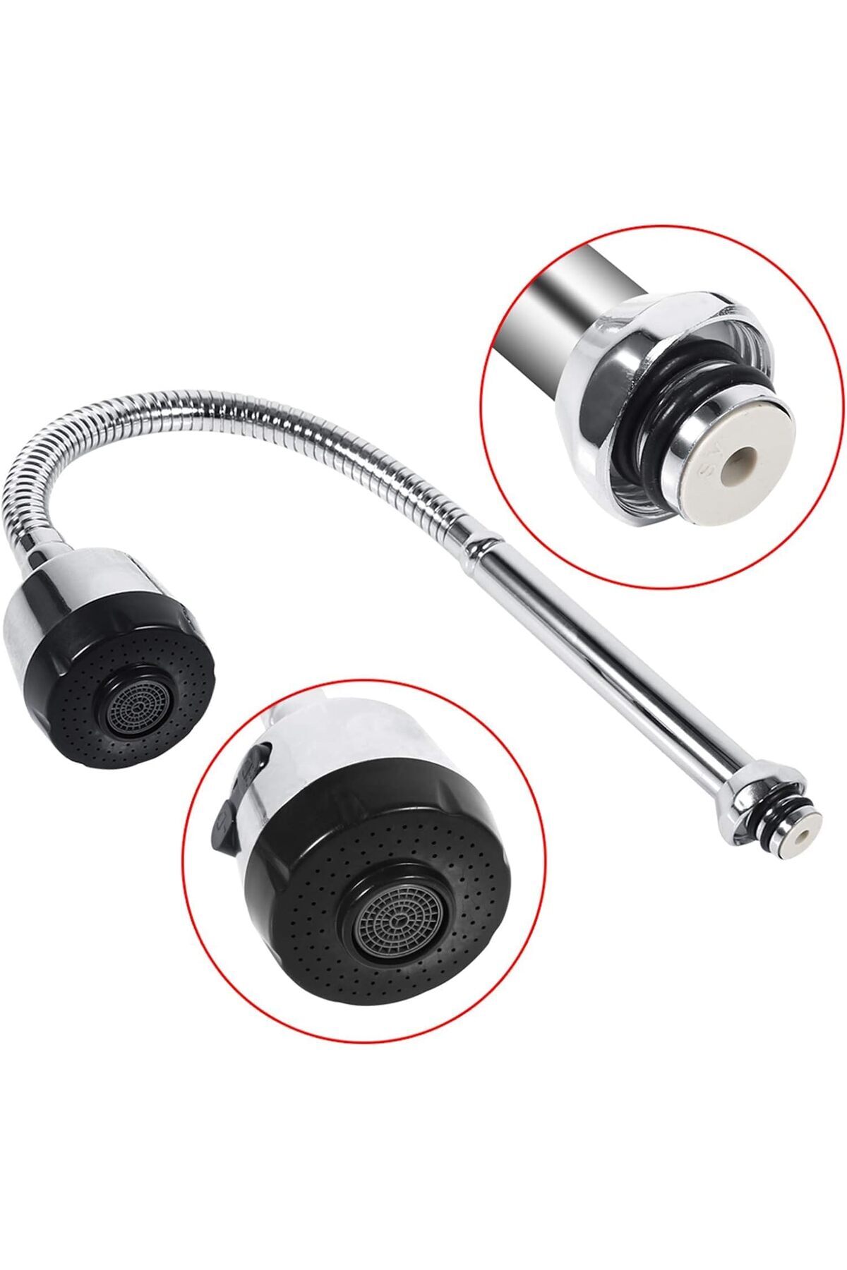 Generic-304 Stainless Steel Kitchen Sink Faucet with Flexible Pipe Dual Function Sprayer– 360° Swivel Spout. 6