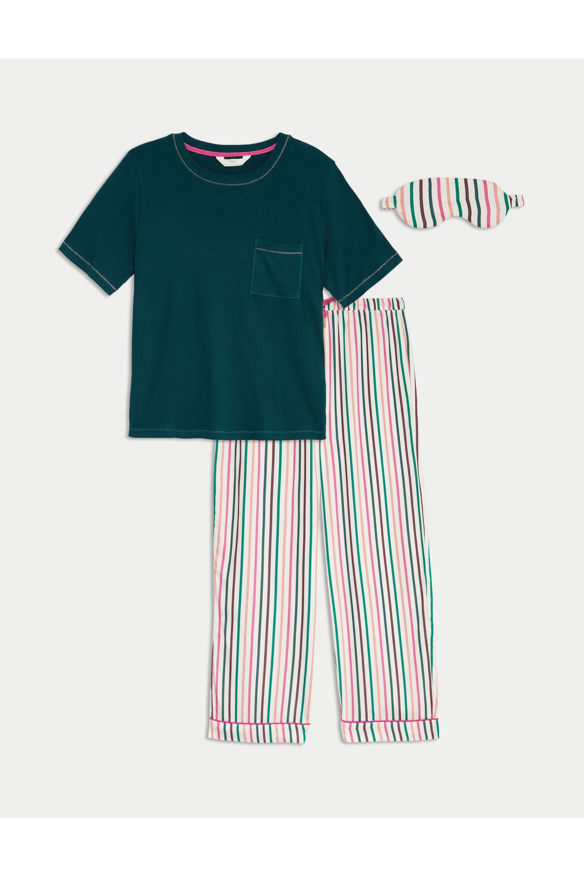 Marks & Spencer Pamuklu Çizgili Uyku Bantlı Pijama Takımı