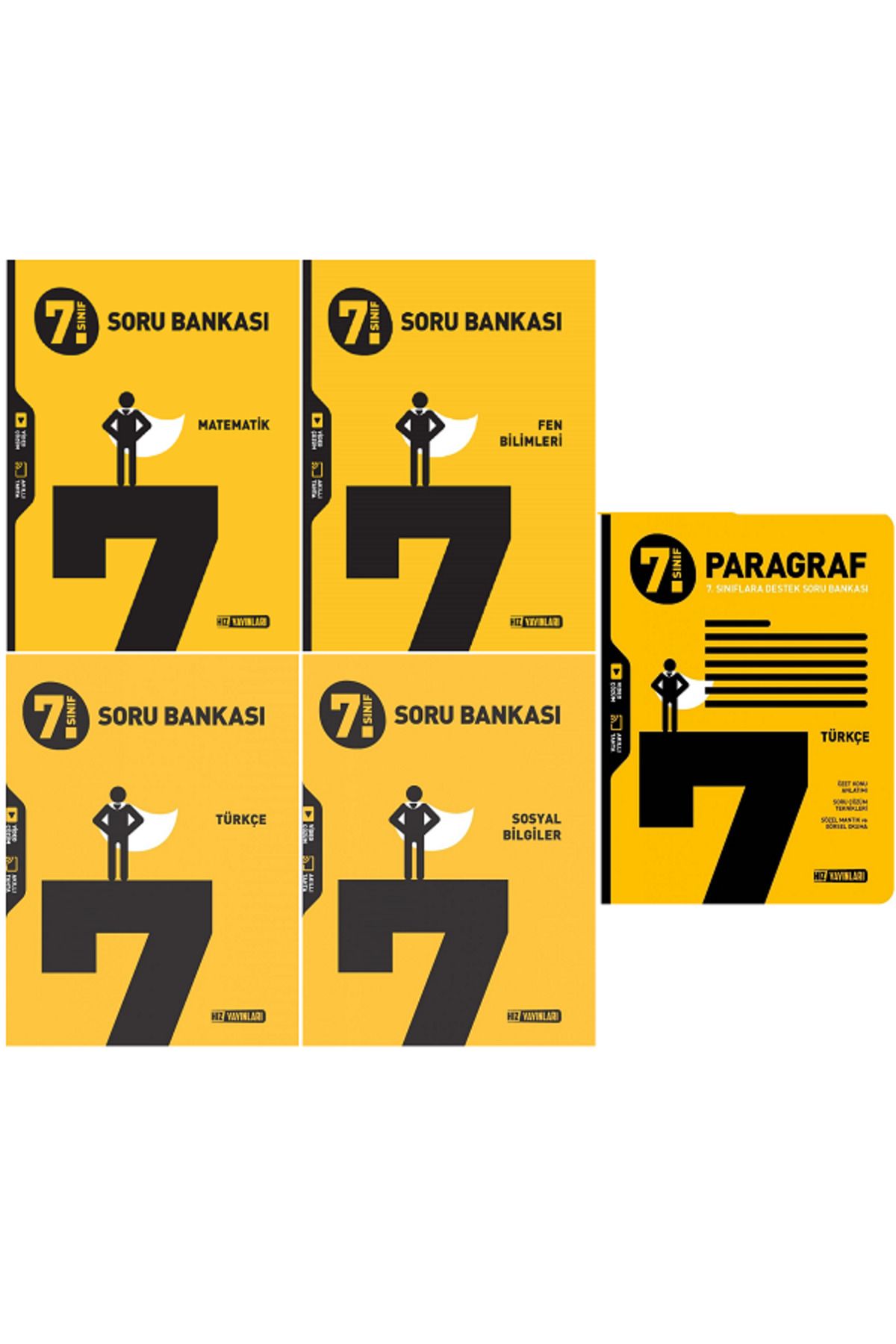 Evrensel İletişim Yayınları 7.Sınıf Hız Yayınları Matematik + Fen Bilimleri + Türkçe + Sosyal + Paragraf Soru Bankaları /5 KİTAP
