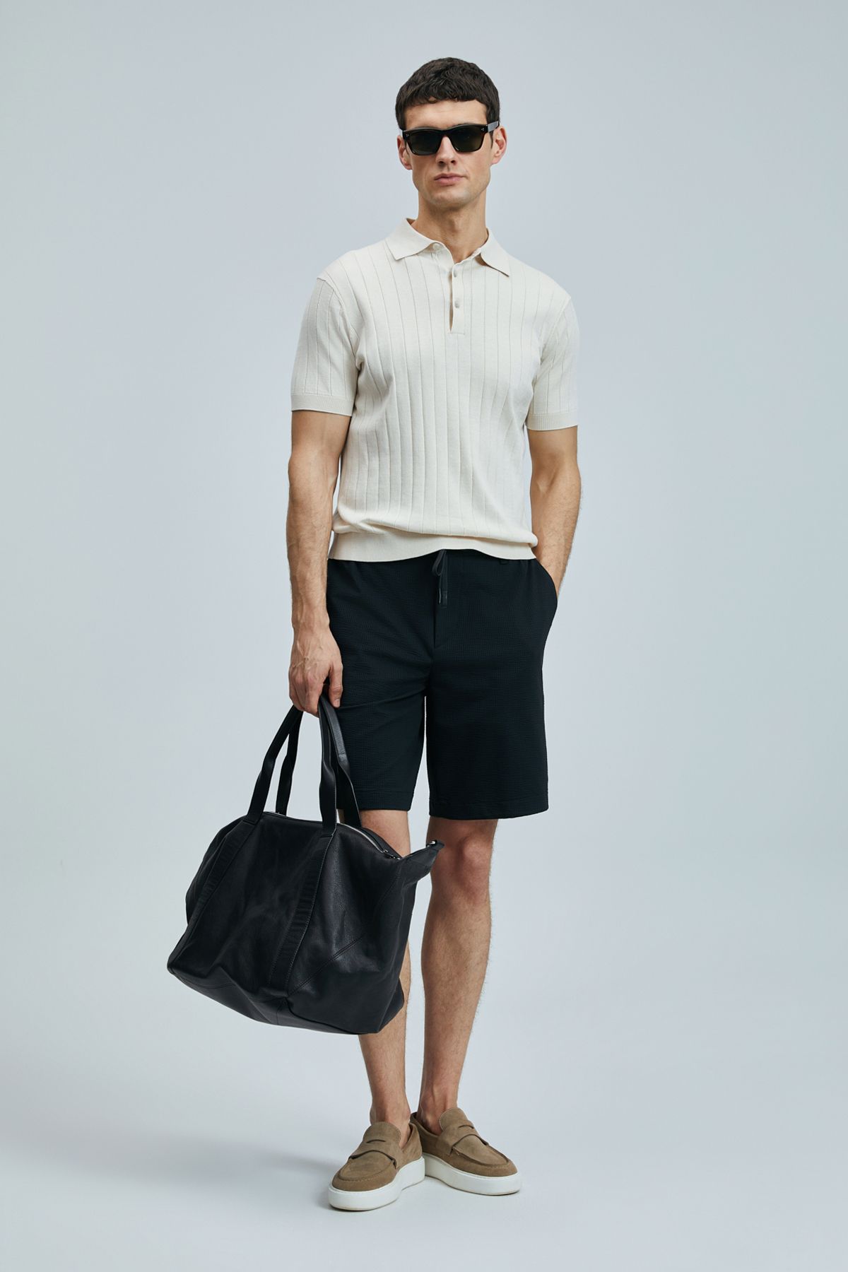 Lufian Aler Spor Erkek Chino Şort Slim Fit Siyah