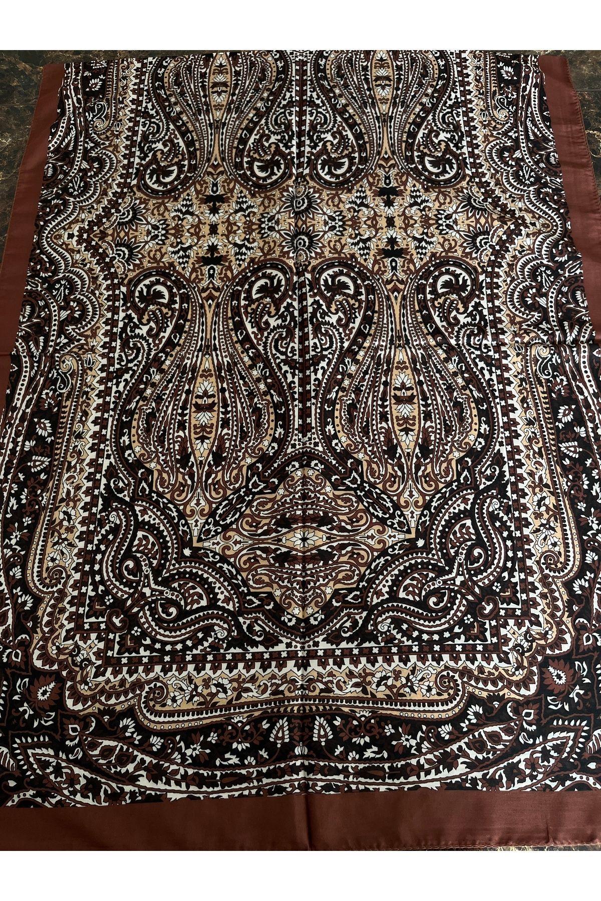 AYN TİCARET Etnik Desen Soft Şal Kahverengi