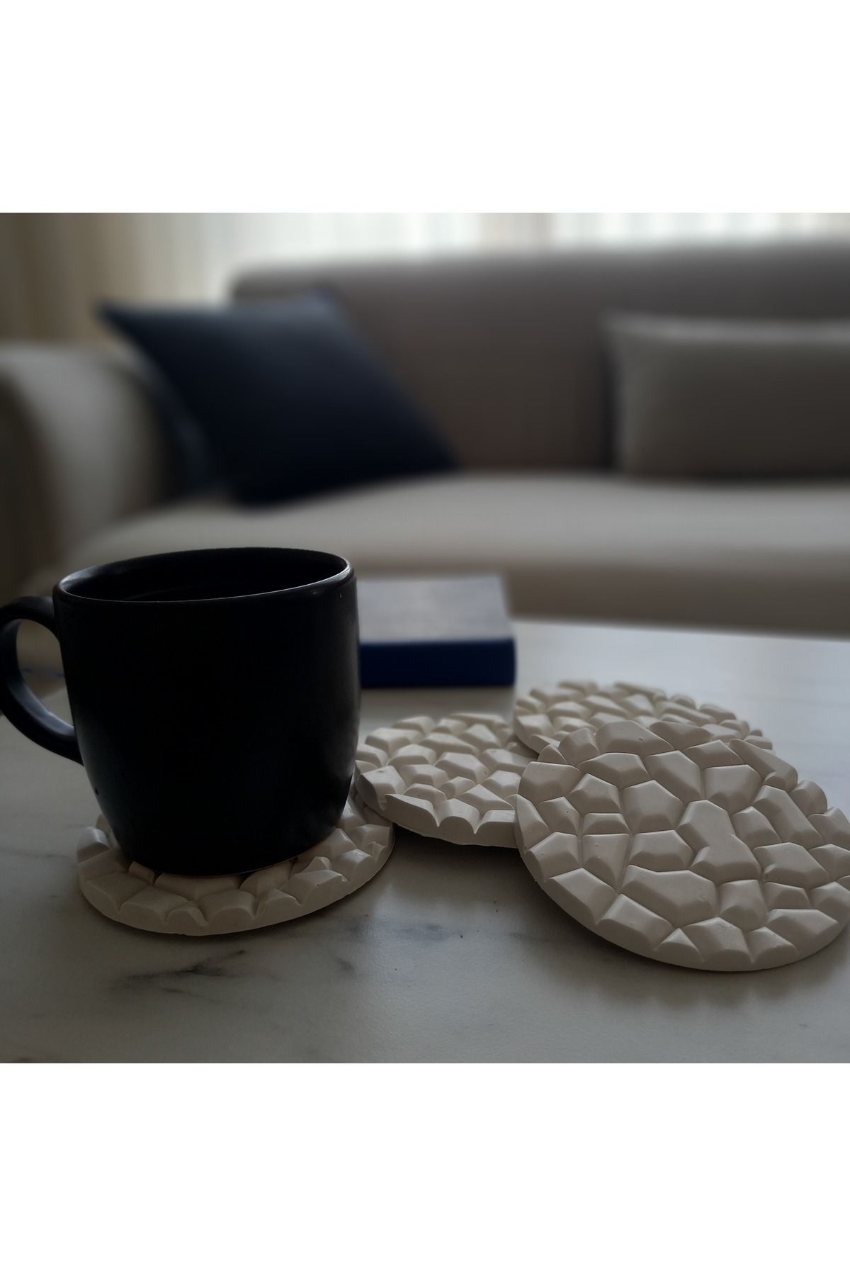 SEZSAN HOME 4'lü BARDAK ALTLIĞI TAŞ DESENLİ
