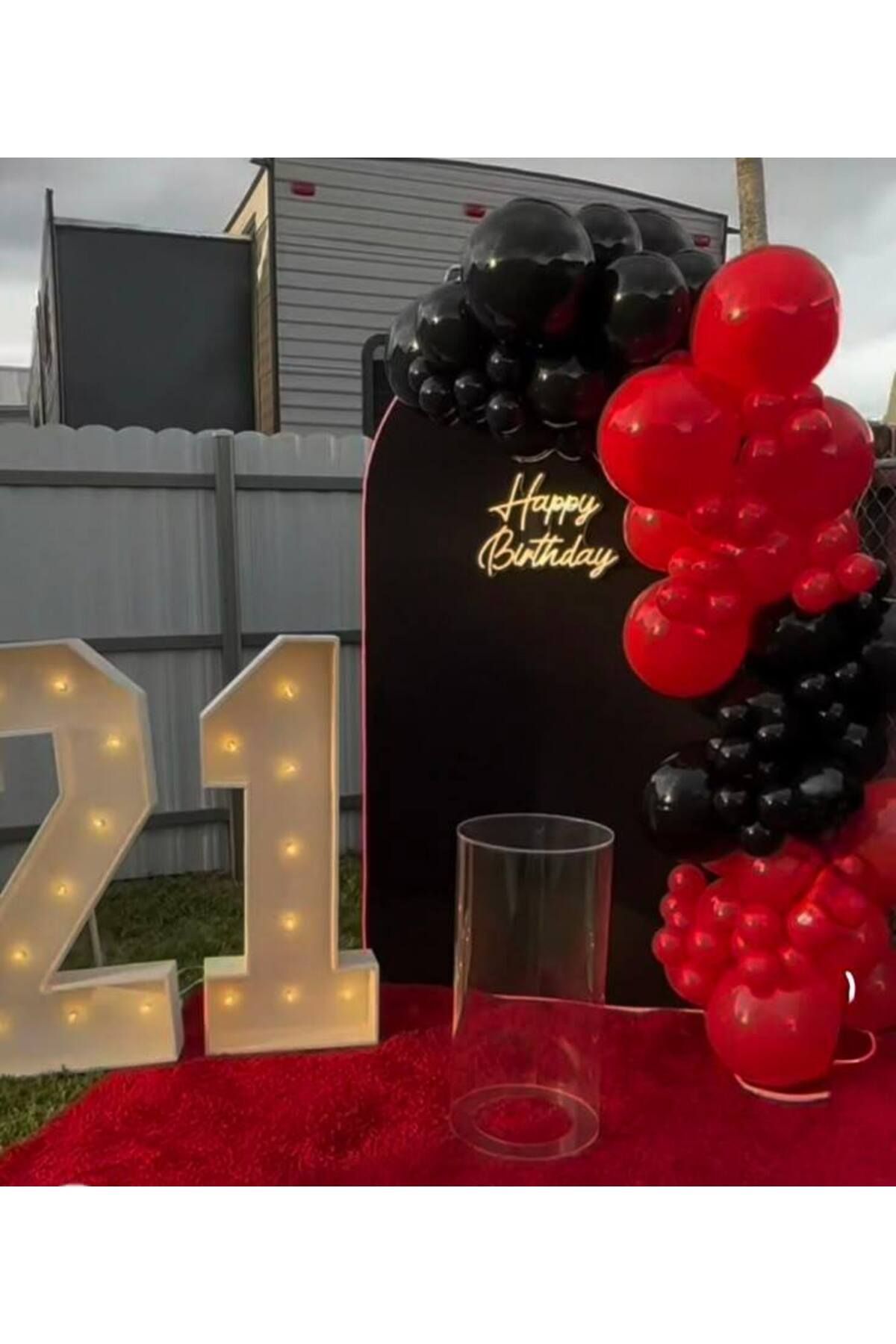 Parti Düşleri Siyah - Kırmızı Doğum günü - Nişan - Düğün Balon Zincir Seti ( 100 adet balon ve zincir aparatı)