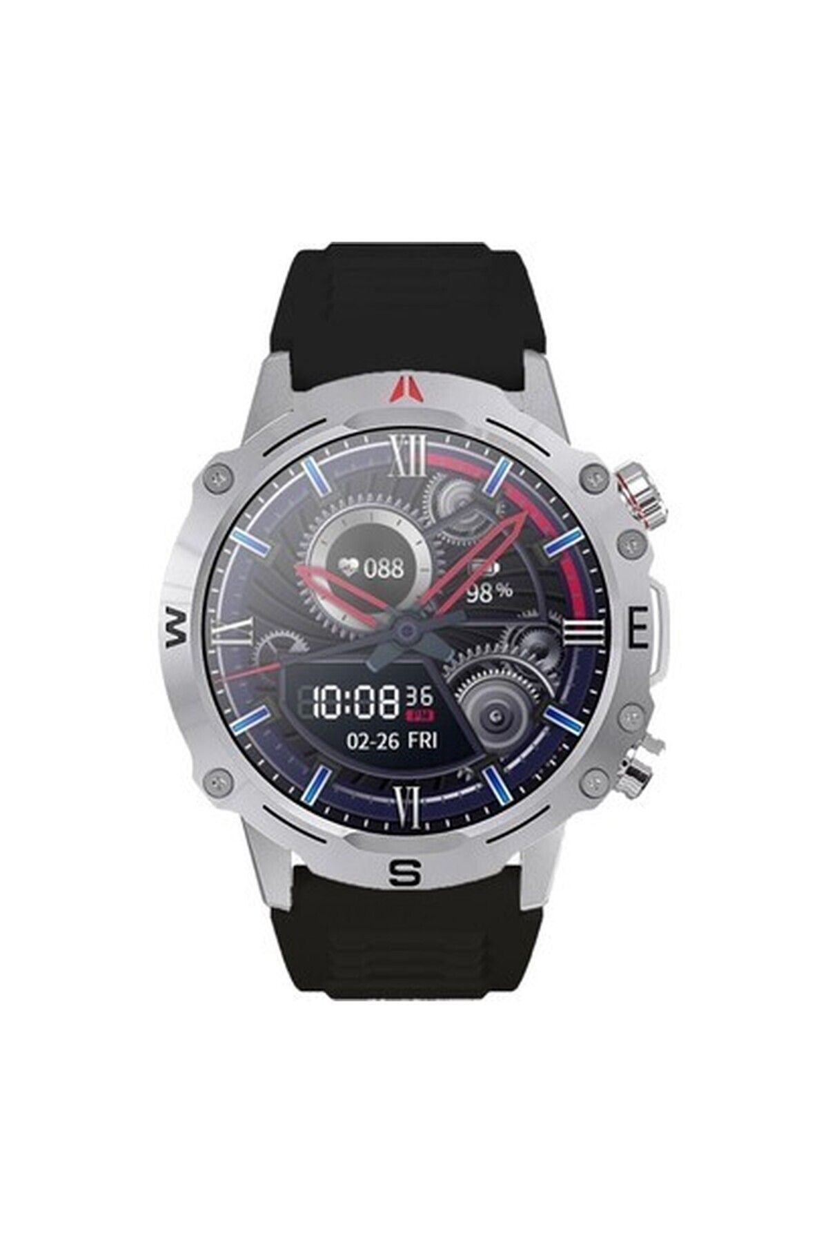 You Smart R15-AR156 Silver Metal & Black Silikon Akıllı Kol Saati