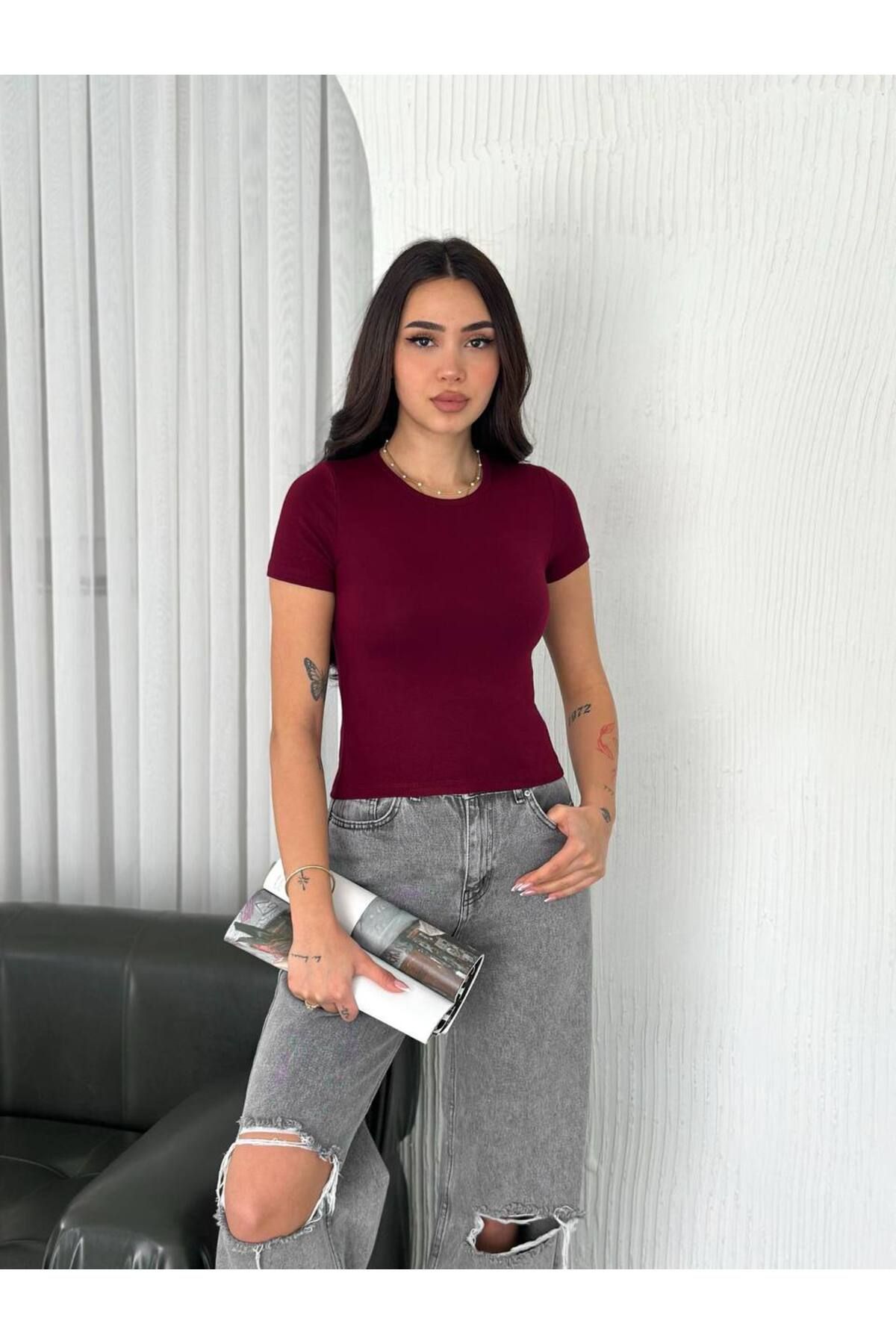 Noa Noa Basic Modal Kumaş Crop T-Shirt