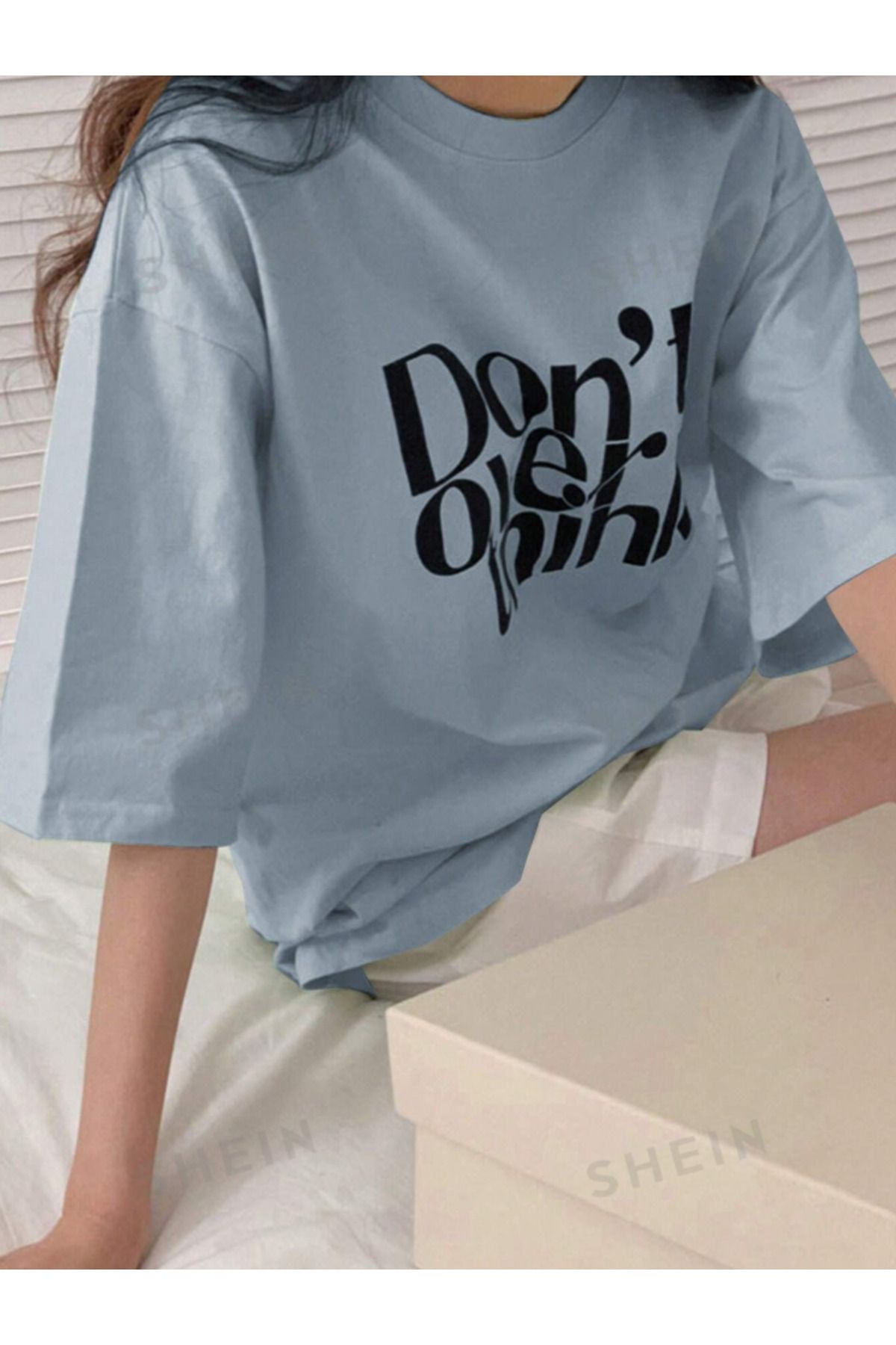 COHERENT Unisex Erkek/Kadın THİNK Özel Baskılı Oversize Pamuklu T-Shirt