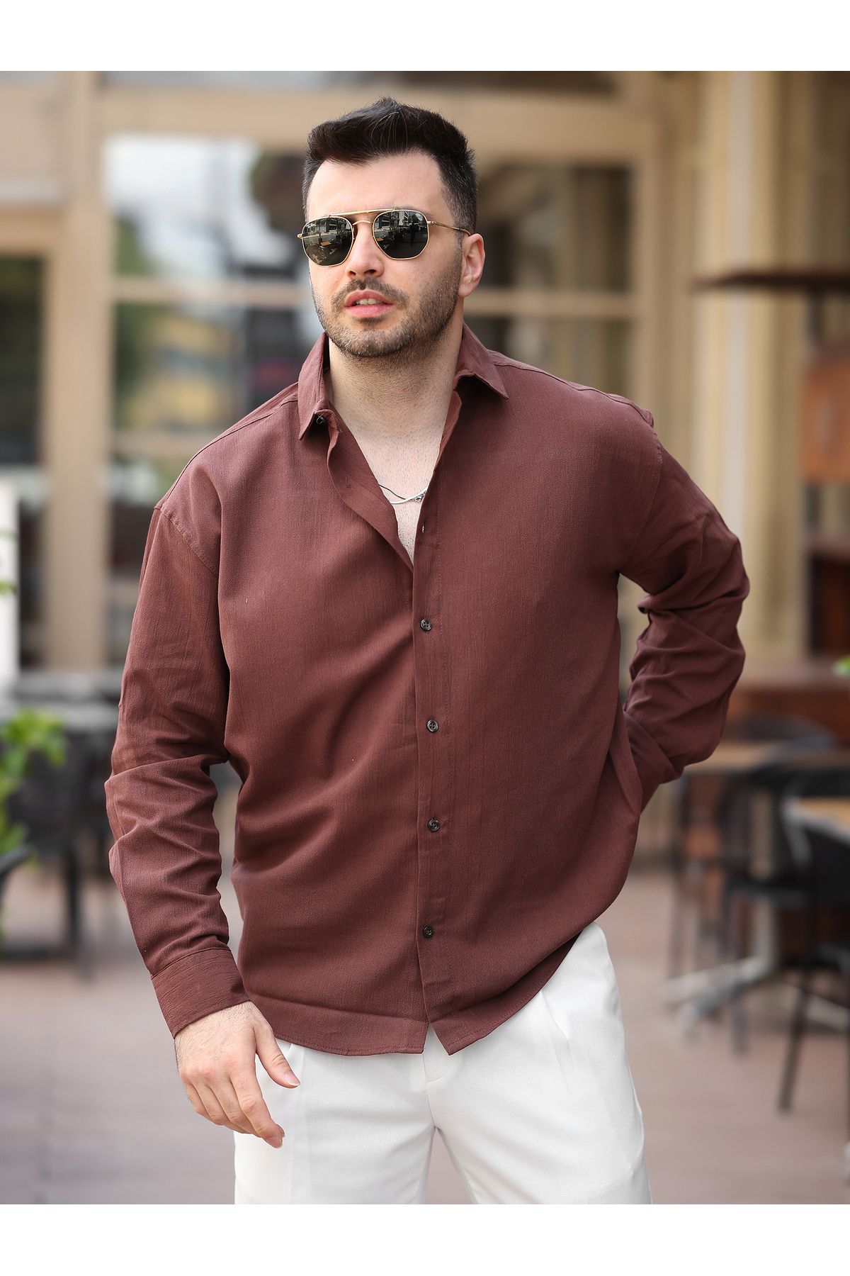 LUMAST Hafif Oversize Hafif Terletmez Muslin Gömlek