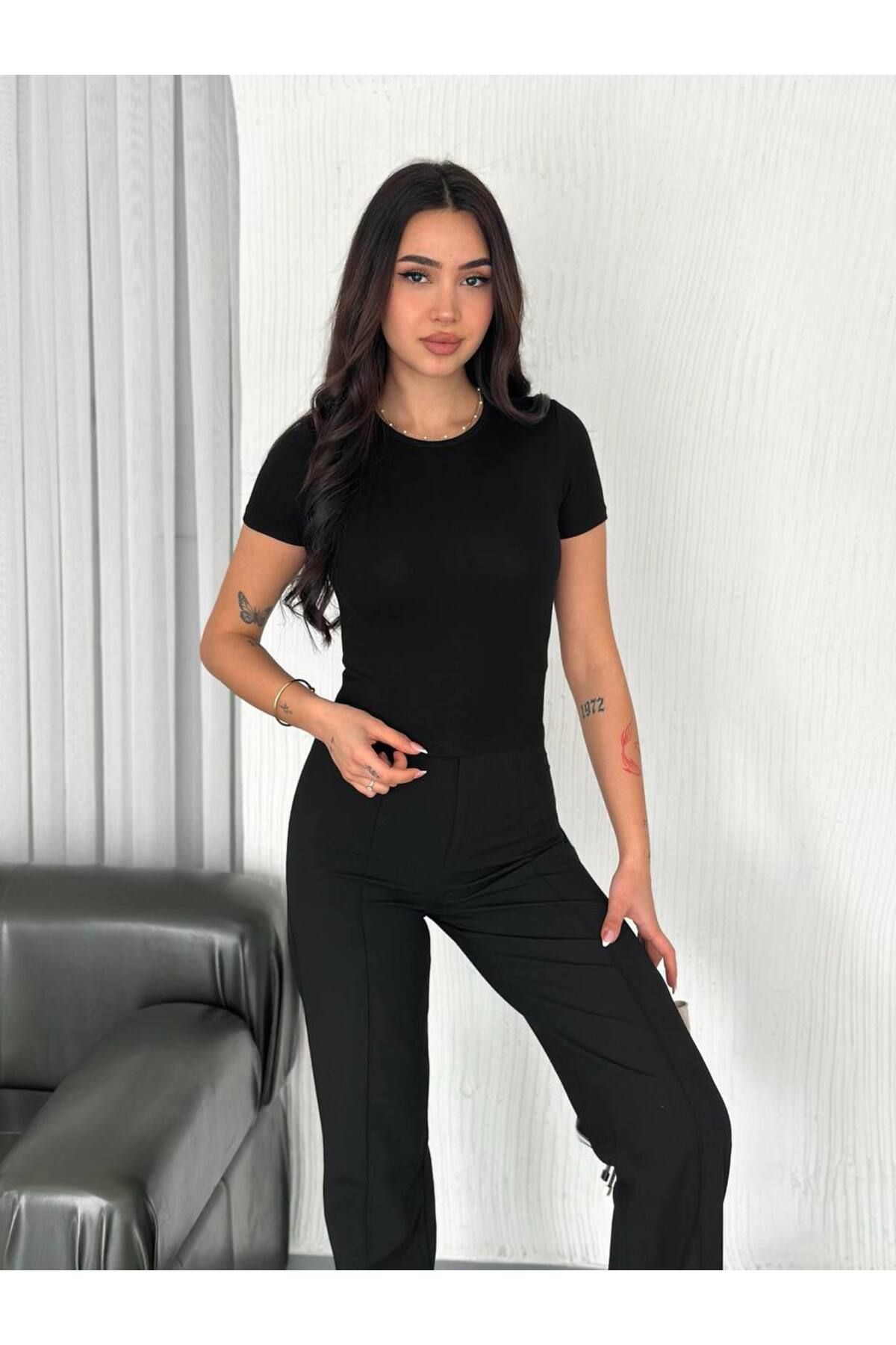 Noa Noa Basic Modal Kumaş Crop T-Shirt