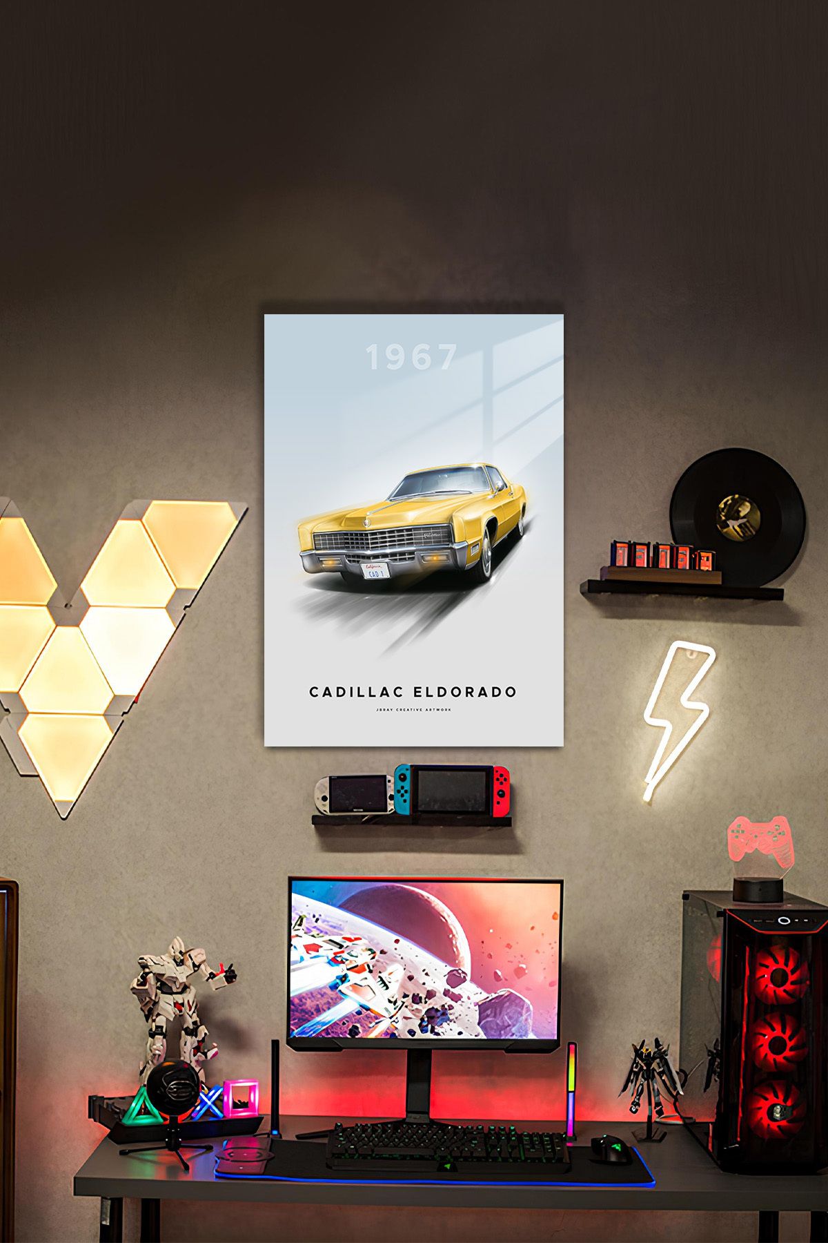 PESHLİSTORE 1967 Cadillac Eldorado Retro Metal Poster Tablo