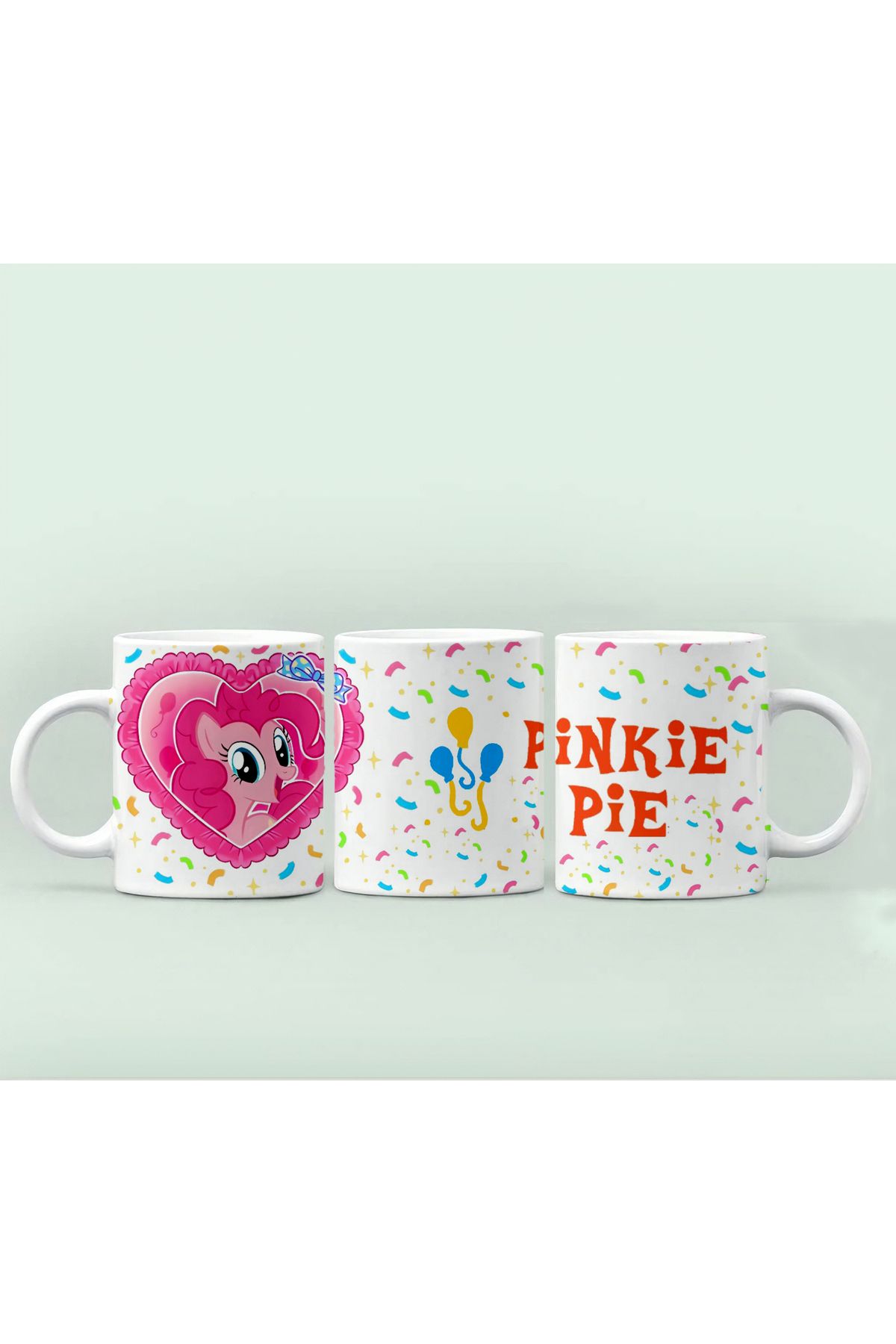 GünayStore My Little Pony Fluttershy-Pinkie Pie-Rainbow Baskılı Kahve Kupası 300 ml