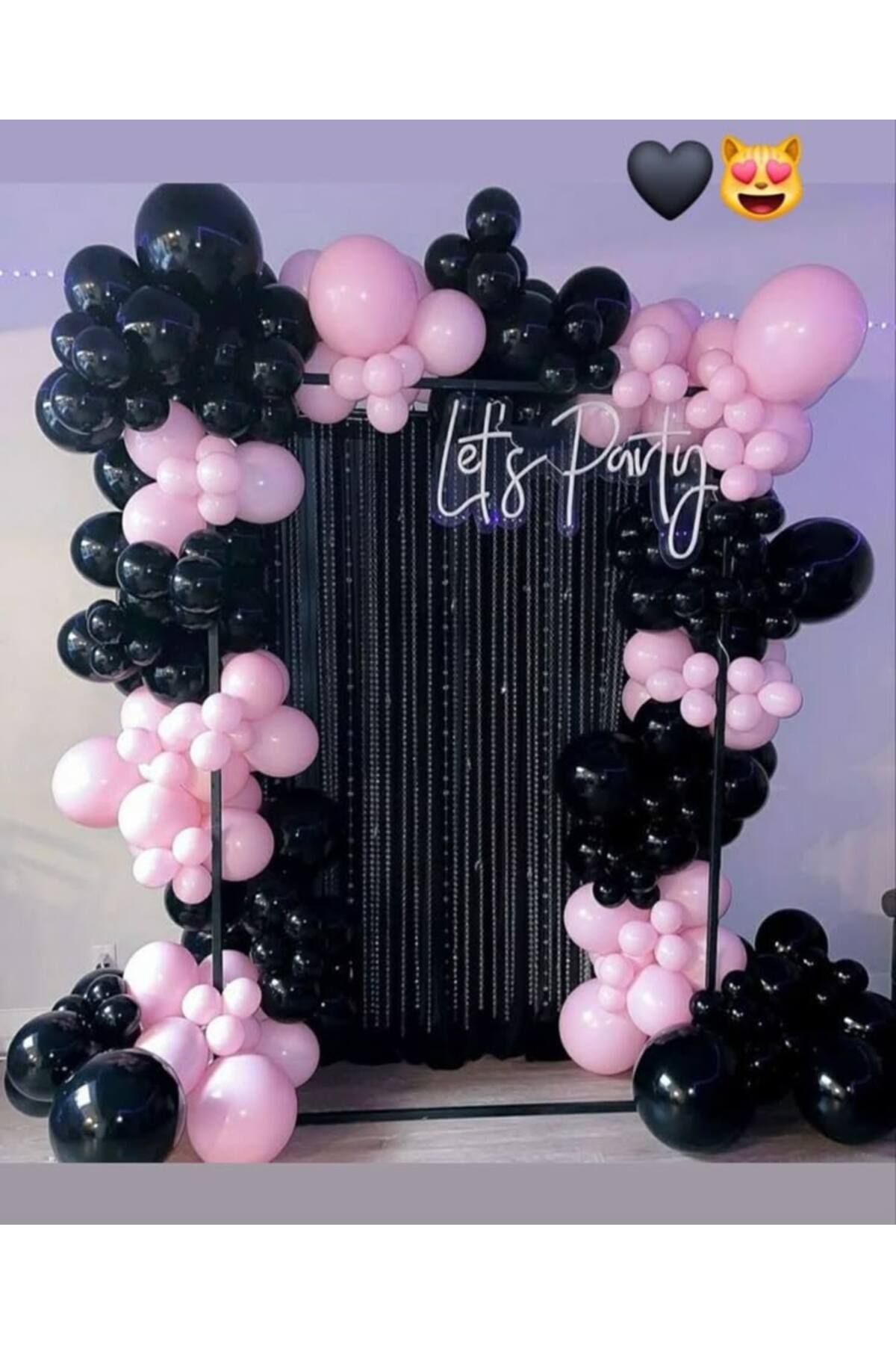 Parti Düşleri Pembe - Siyah Doğum günü Balon Zincir Seti (100adet balon ve zincir aparatı)