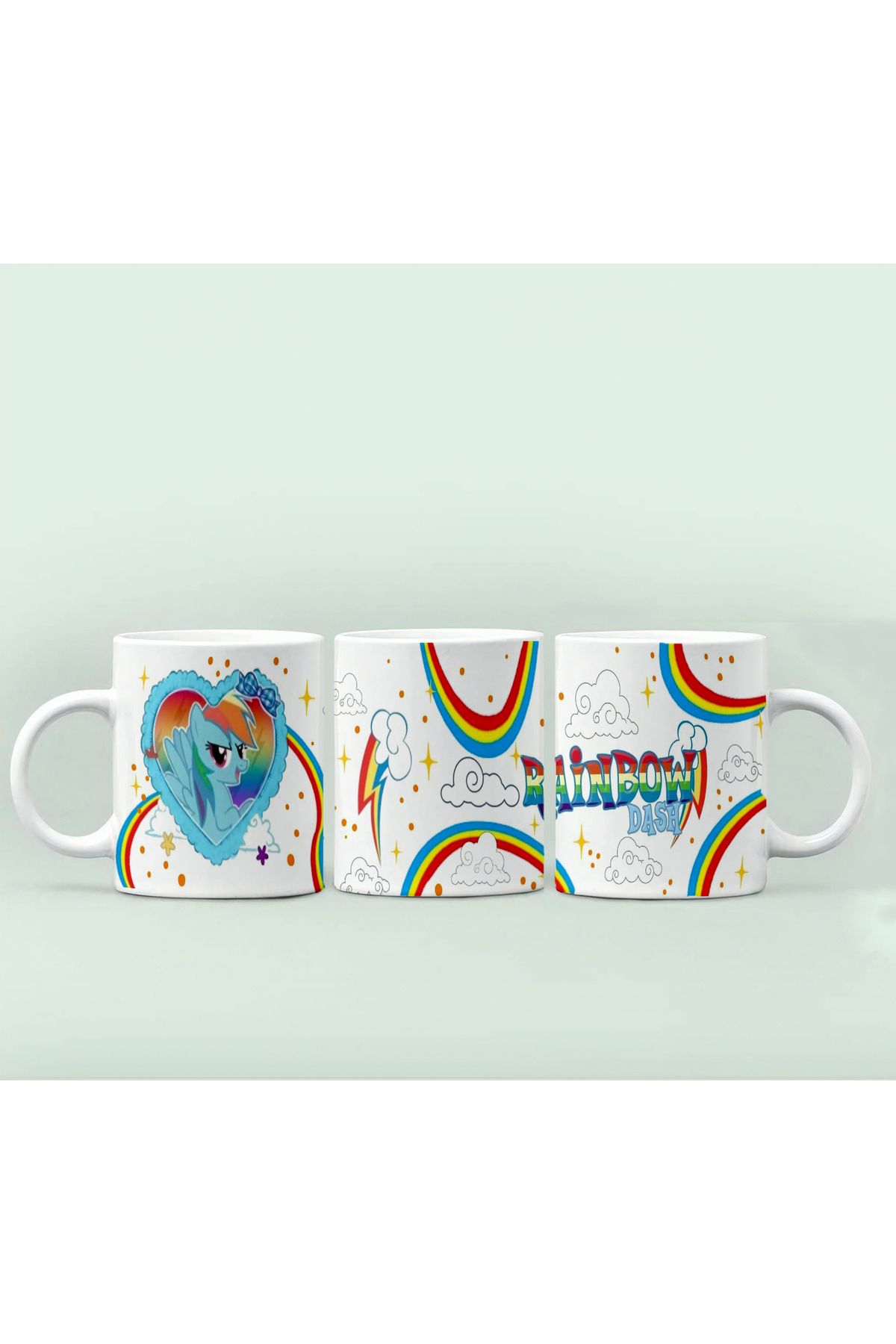 GünayStore My Little Pony Fluttershy-Pinkie Pie-Rainbow Baskılı Kahve Kupası 300 ml