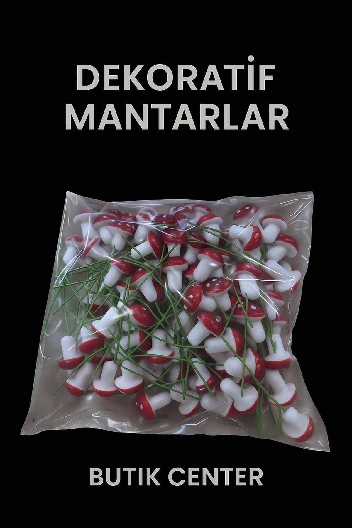 Butik Center - BUTİK CENTER “Kırmızı Beyaz Dekoratif Mantar Süs (Kına, Nişan, Nikah ve Hobi Süslemeleri İçin)”