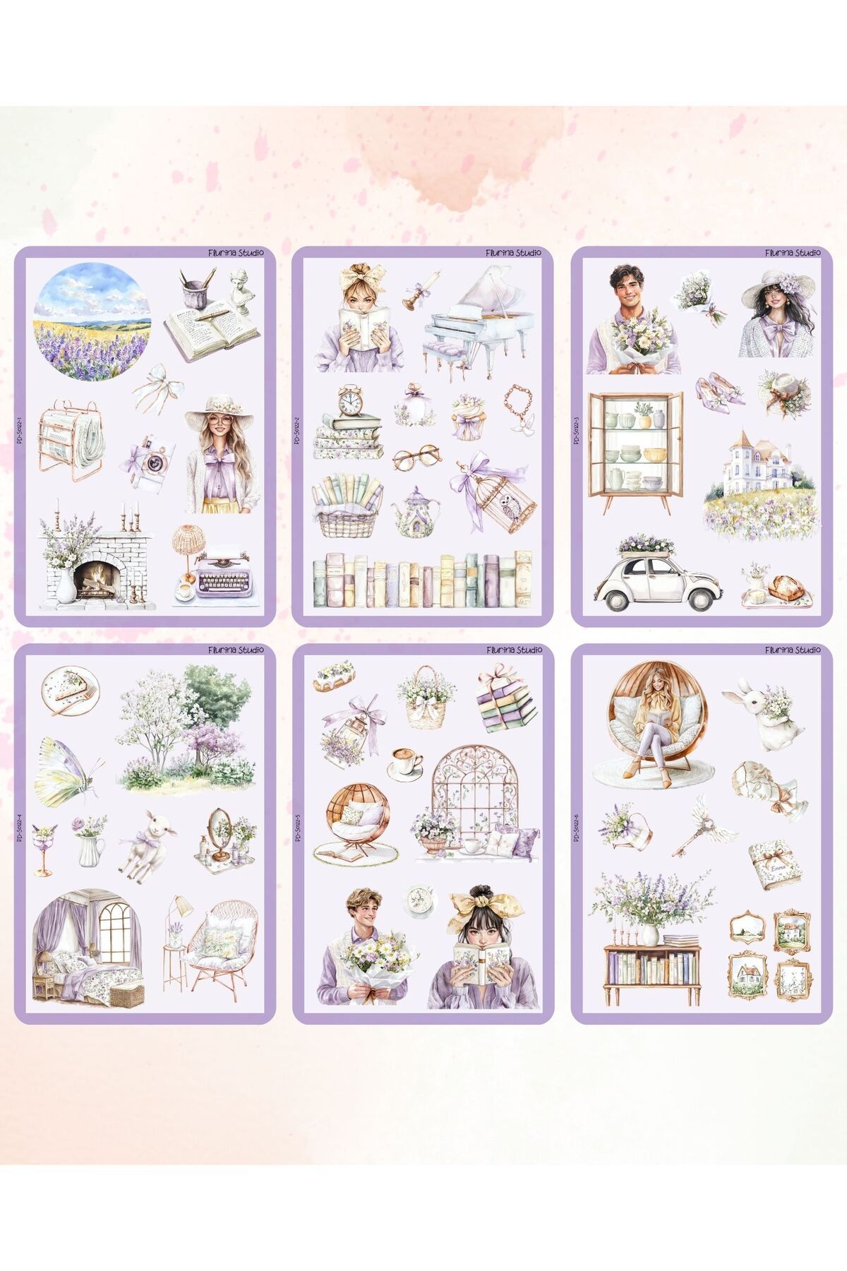 Flurina Studio Wild Flower 6 Sayfa Şeffaf Sticker Seti