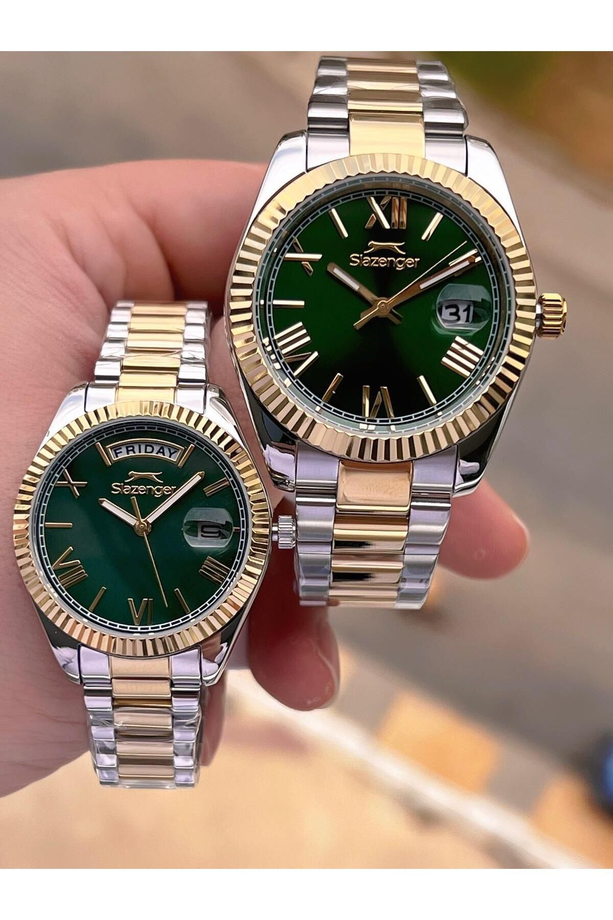 Slazenger Bay Ve Çelik Kordon Çiftlere Özel 10 Atm Suya Dayanıklı Cift Saati ELS.CF001