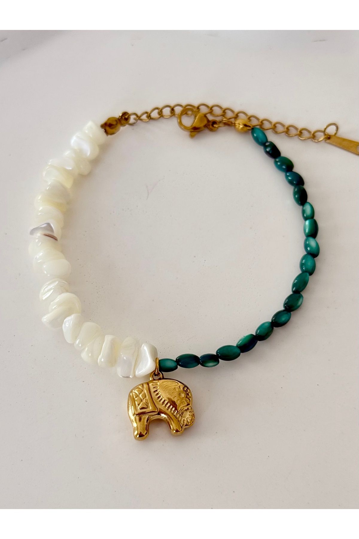 2602atelier Luck Fil Charmlı Doğal Taş Çelik Bileklik