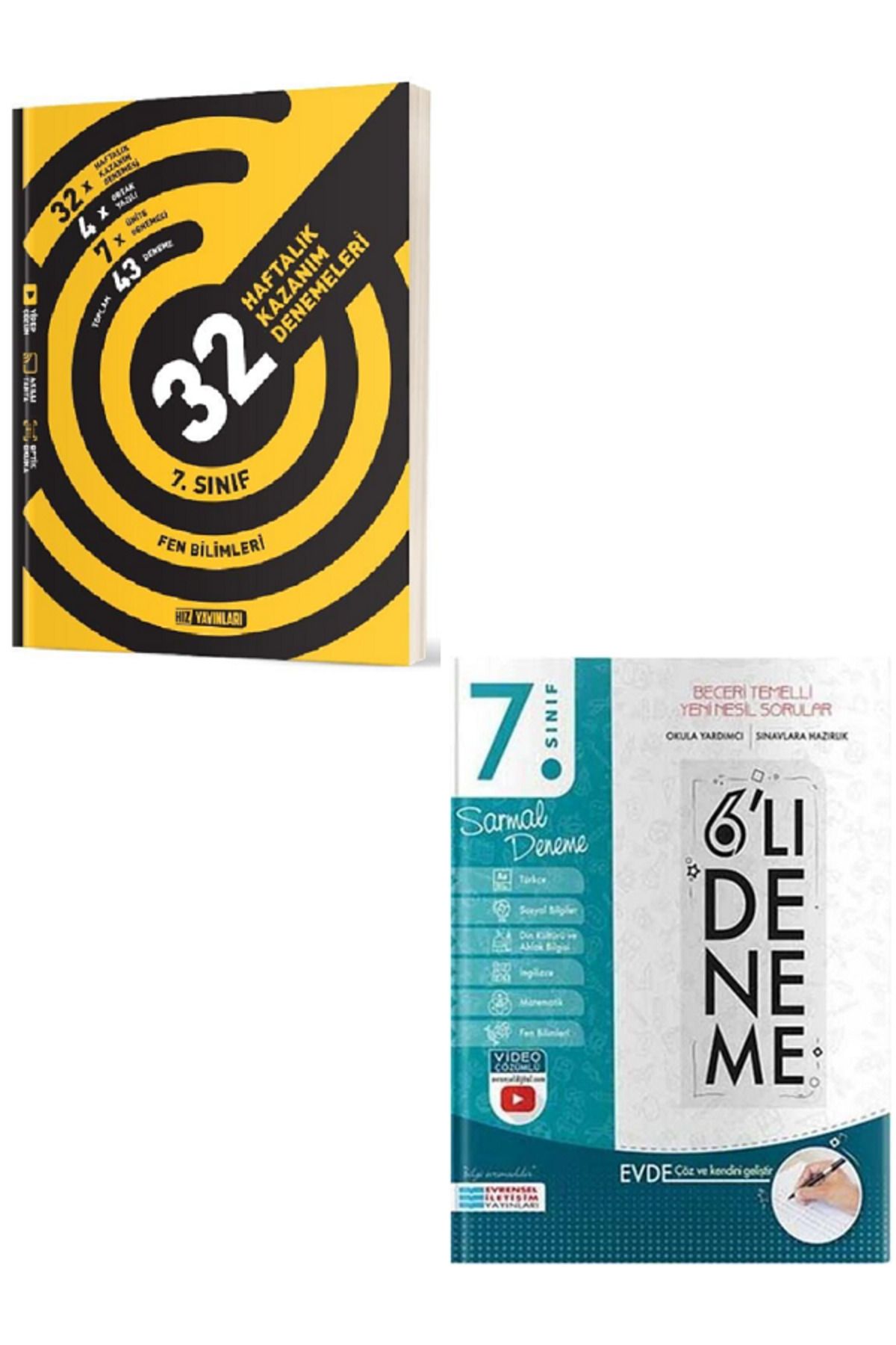Evrensel İletişim Yayınları 7.Sınıf Hız Yay Fen Bilimleri 32 Haftalık Kazanım Denemeleri + Evrensel 6'Lı Sıralı Deneme /2 KİTAP