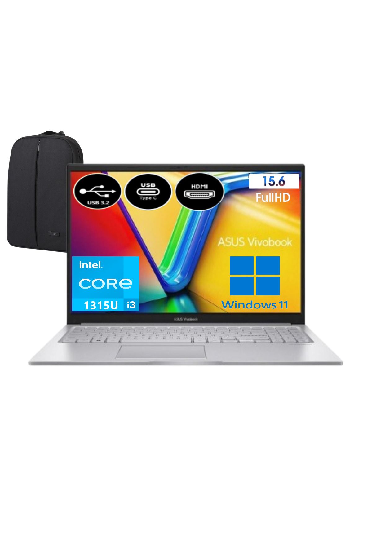 ASUS Vivobook 15 X1504VA-NJ814W-EP7 i3-1315U 24 GB RAM 256 GB SSD FHD 15.6" Win11 Home + EP Çanta