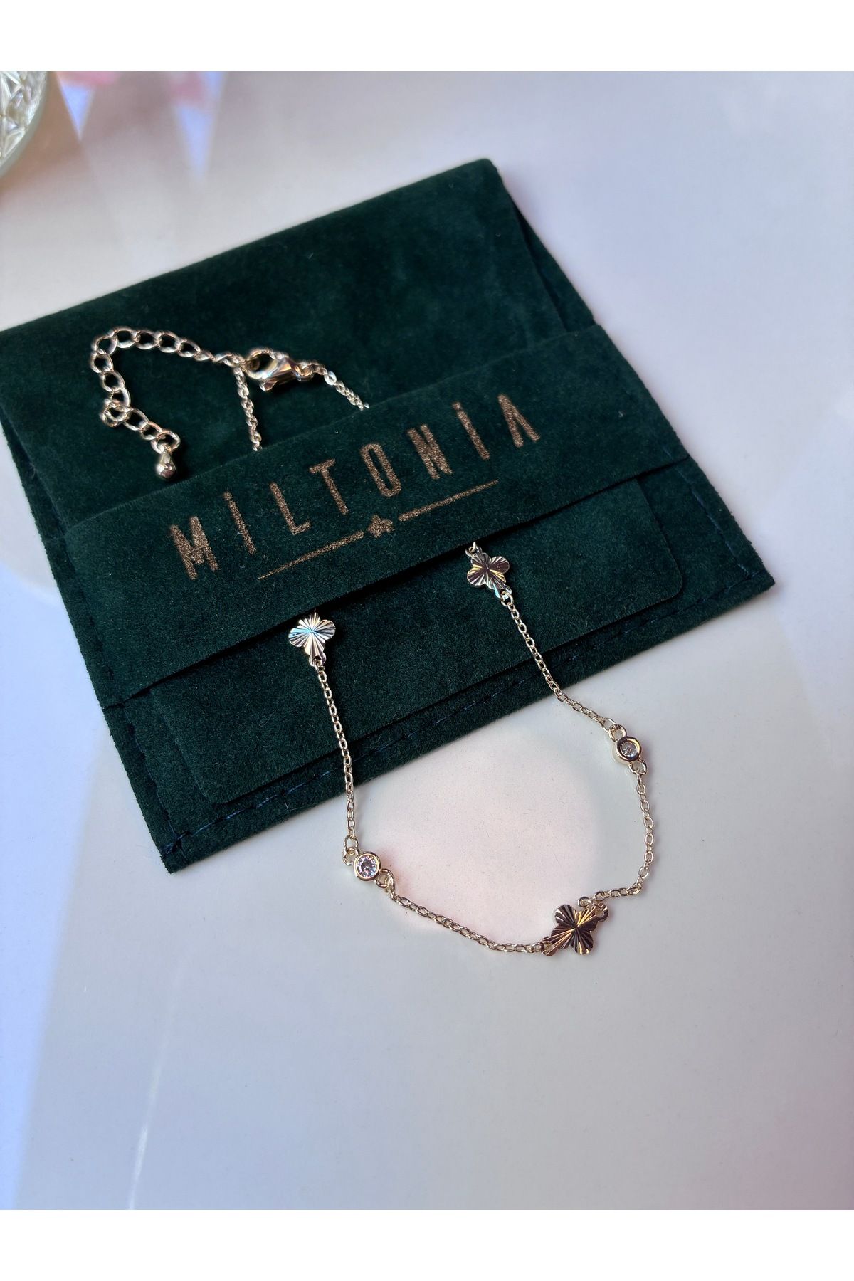 Miltonia Yonca Altın Kaplama Halhal