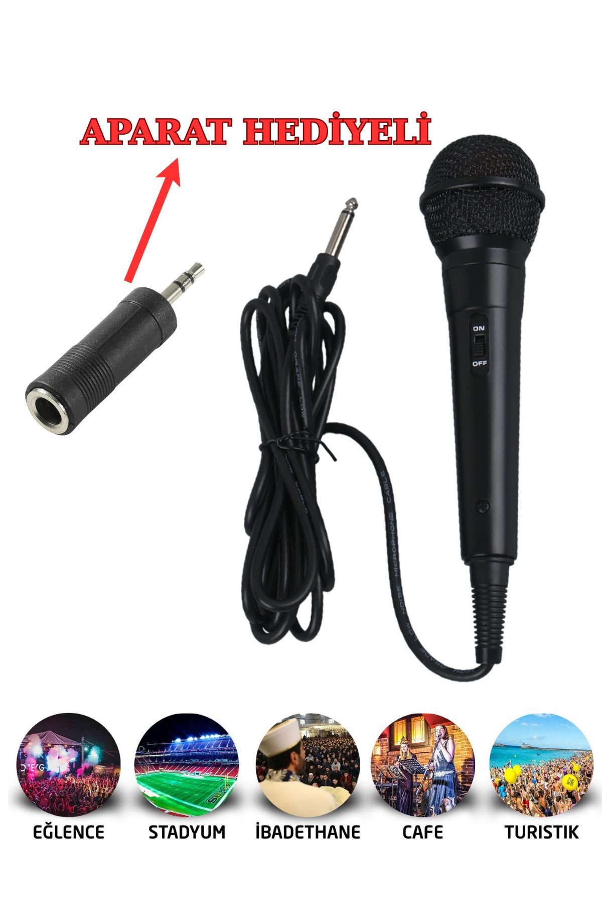 Rabelix Online Marketing 2,5 Metre Kablolu Dinamik Mikrofon Karaoke Hoparlörü Profesyonel Pc Müzik Kayıt Şarkı El Mikrofon