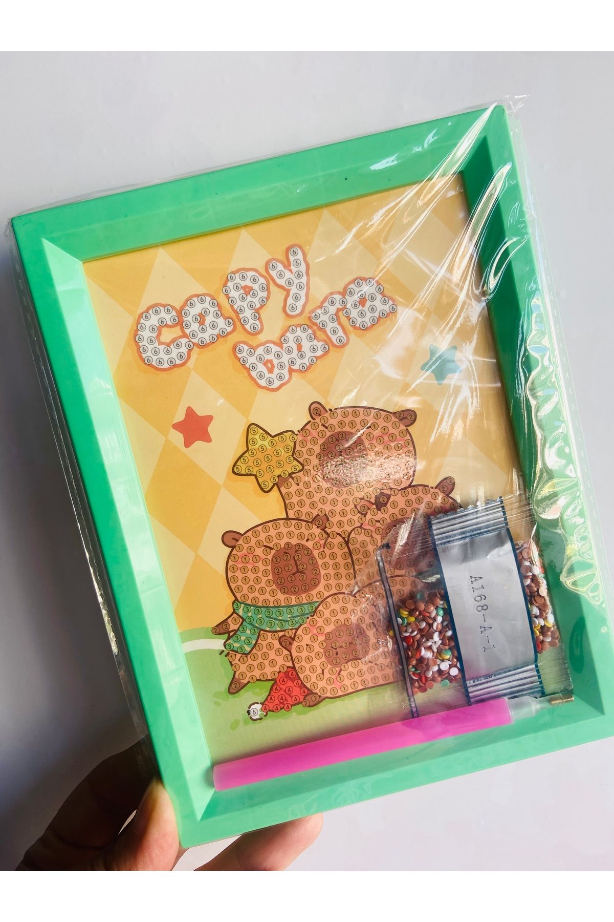 synshop Capybara Kapibara Elmas Mozaik Kendin Yap Boncuklu Taşlı Tablo (Çerçeveli) Sanat Kit Taşlama