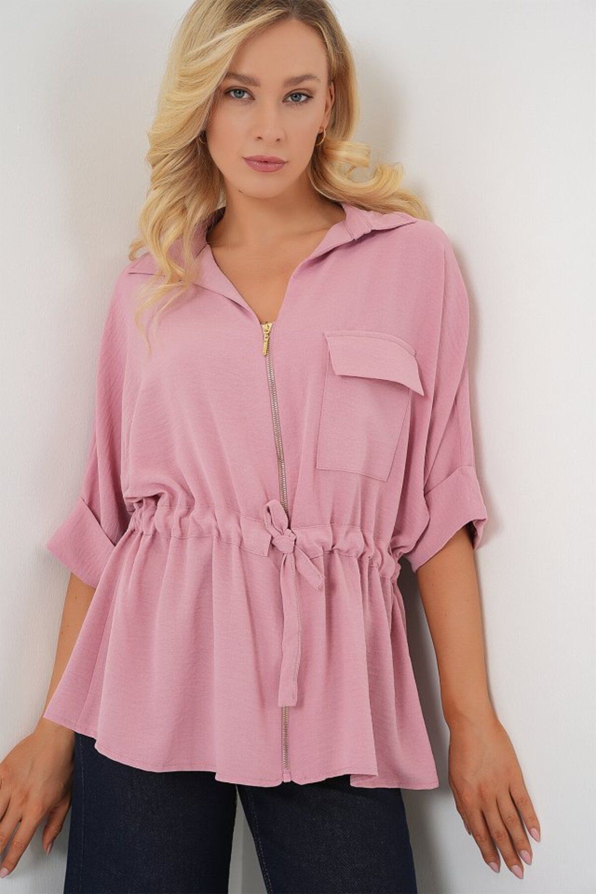 ETİLER COLLECTION Fermuarlı Gömlek 0721 - Pudra