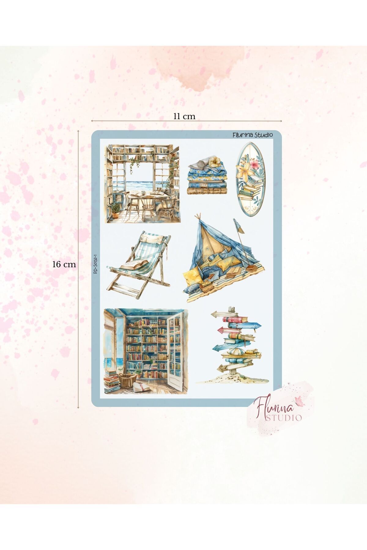 Flurina Studio Summer Reading 4 Sayfa Şeffaf Sticker Seti