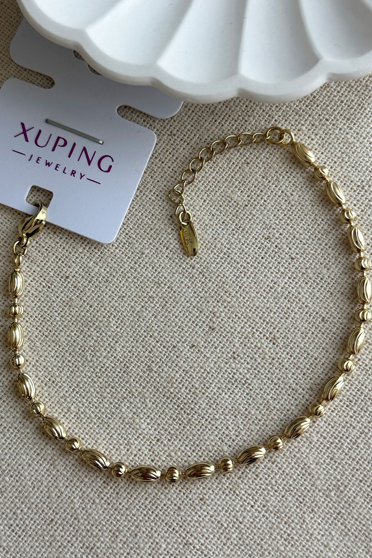 Modacaprea Xuping 14K Pirinç Tanesi Kadın Bileklik – 17+3 cm | AltınRenk Kararmaz Xuping Takı