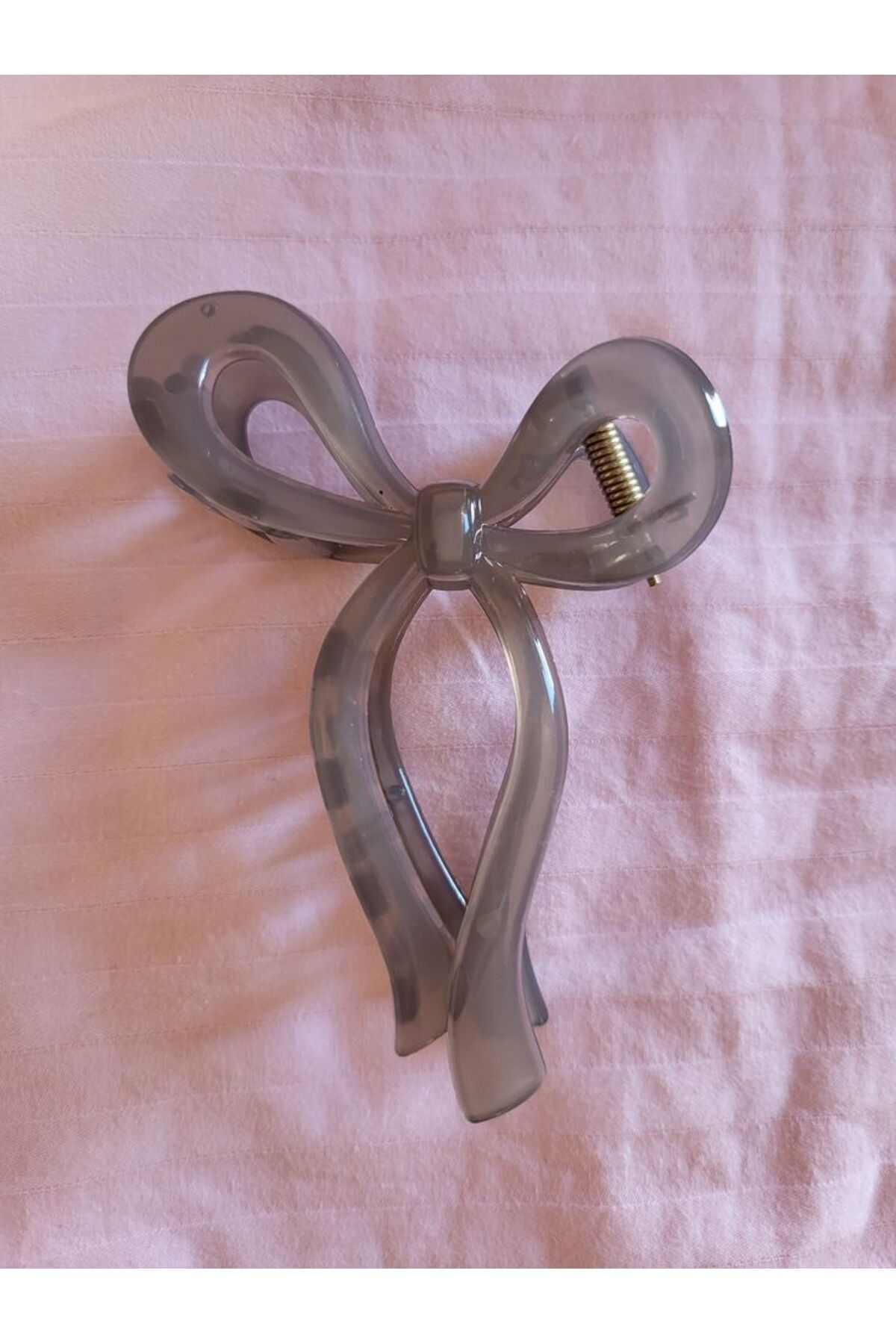 BATU GİYİM çocuk büyük boy fiyonklu gri toka, kurdeleli toka, Mandal toka, (1 adet) (11cm)