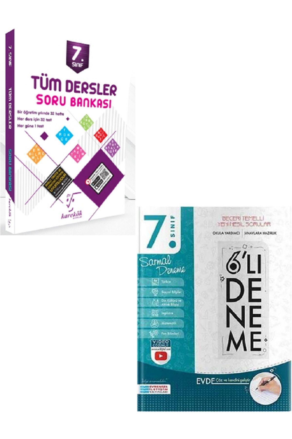 Evrensel İletişim Yayınları 7.Sınıf Karakök Tüm Dersler Soru Bankası + 7.Sınıf Evrensel 6'Lı Sarmal Deneme / 2 KİTAP