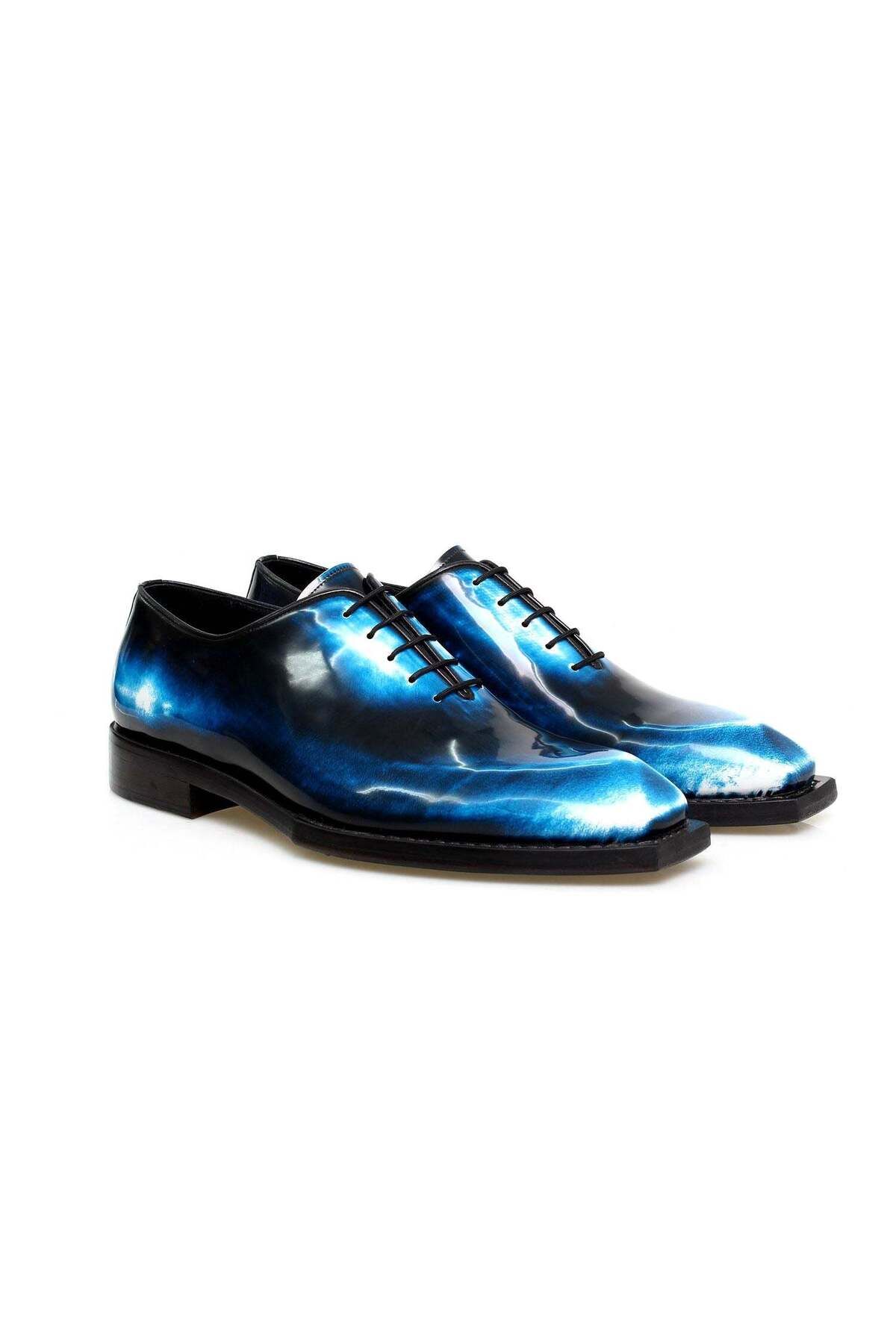 Butik SİYAHA SAX MAVİSİ HAKİKİ DERİ BAĞCIKLI ERKEK AYAKKABISI