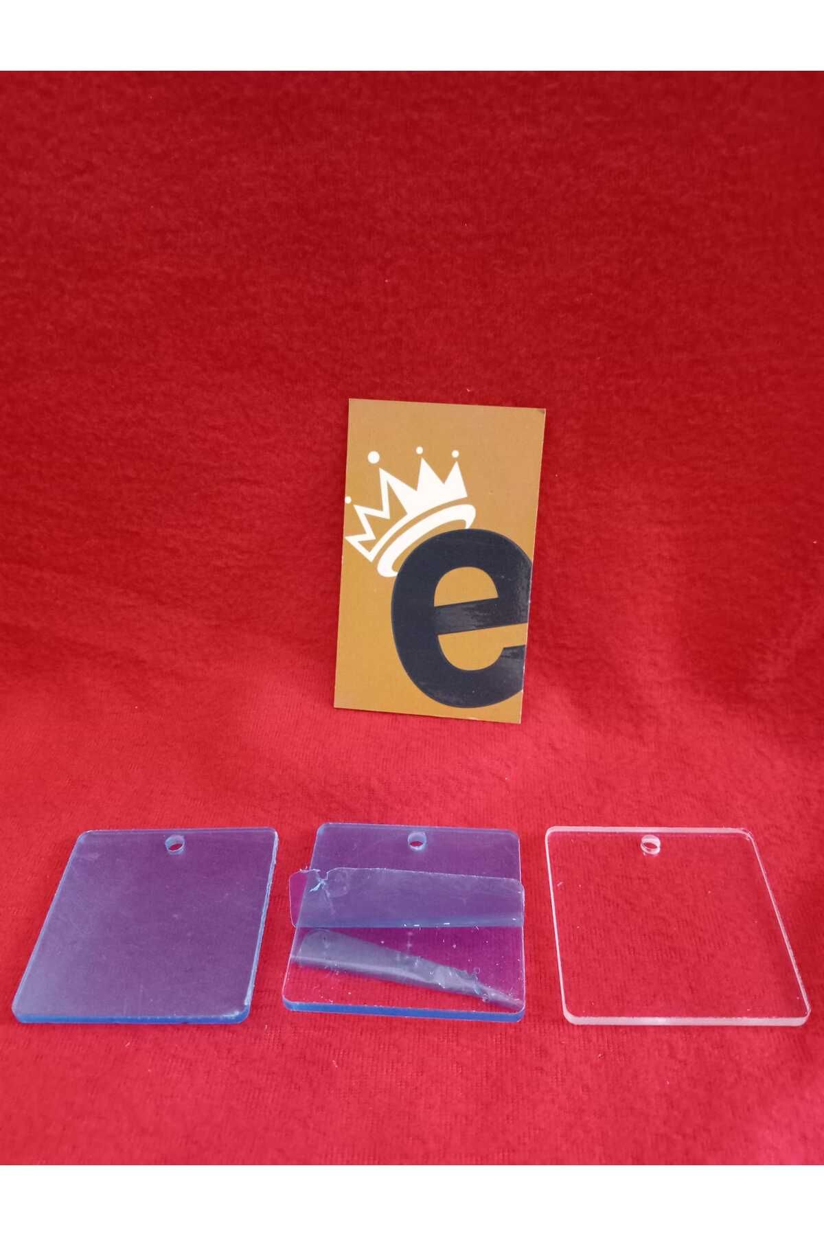 Ecce's Şeffaf Cam Çizilmez Kare Şekilli Anahtarlık 75 adet 0.5 cm İncelik 5 cm Çap