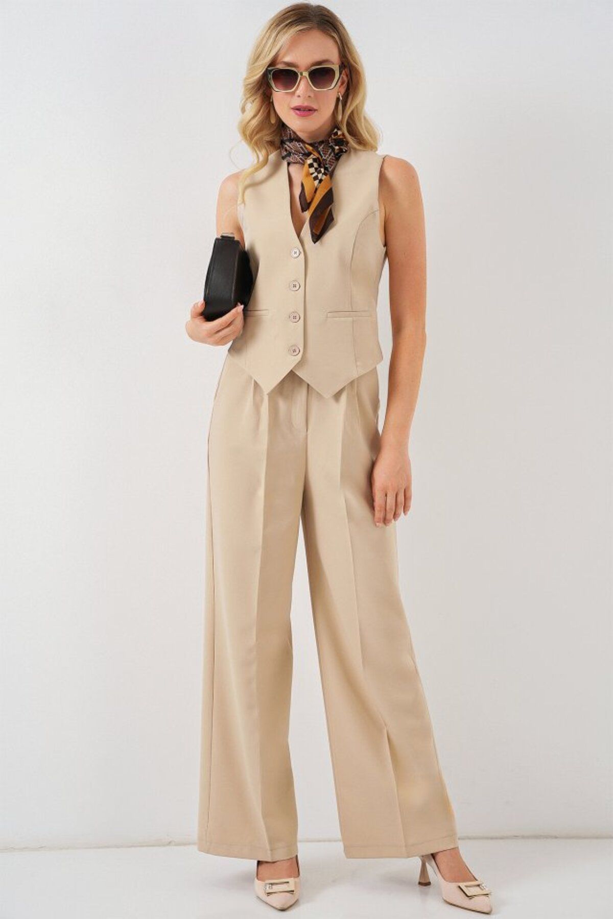 ETİLER COLLECTION 6709 Yelek Pantolon İkili Takım - Bej