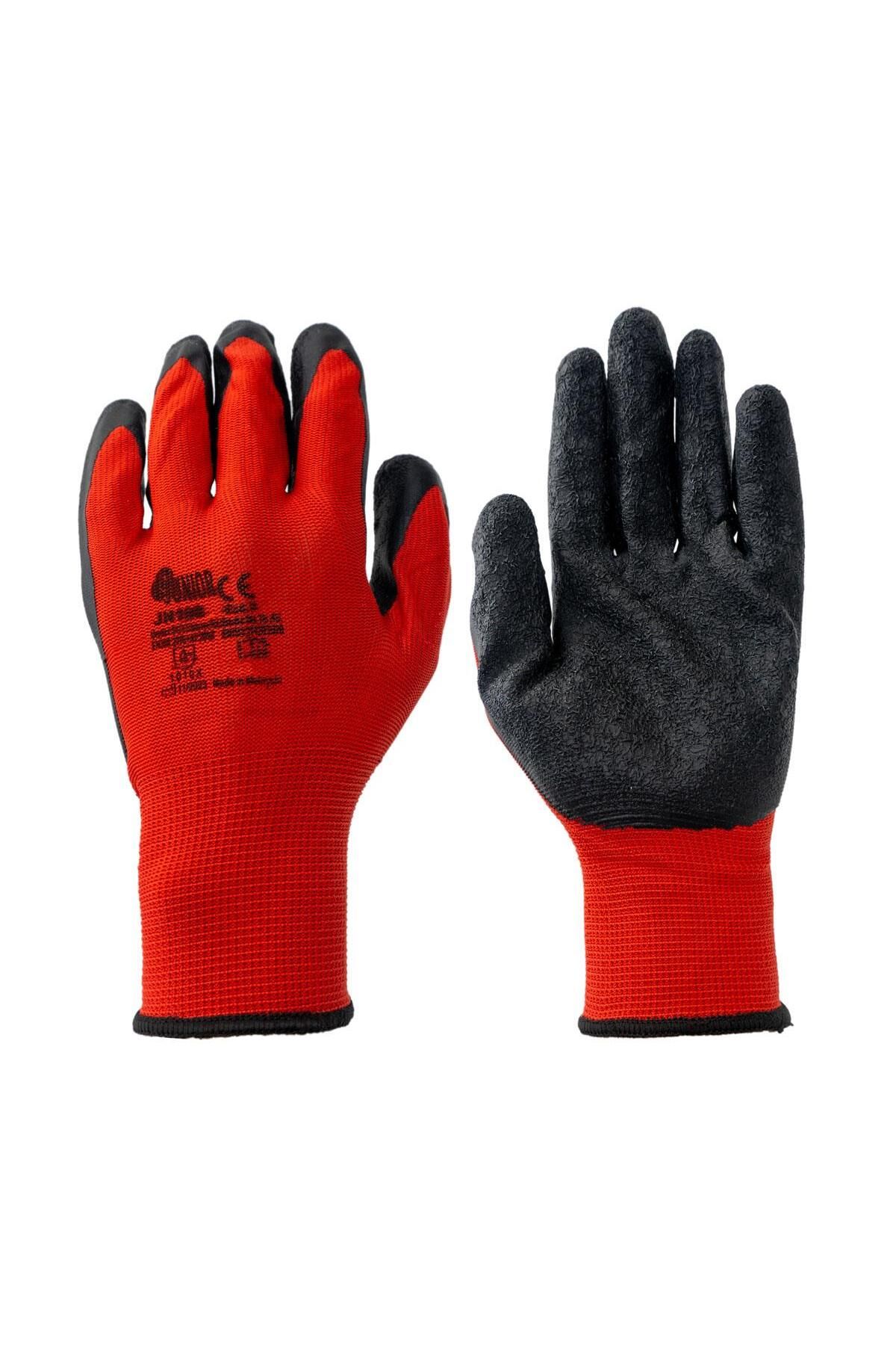 Junior JN103 Kırmızı-Siyah Lateks Eldiven No:10 (XL) - 3 Çift