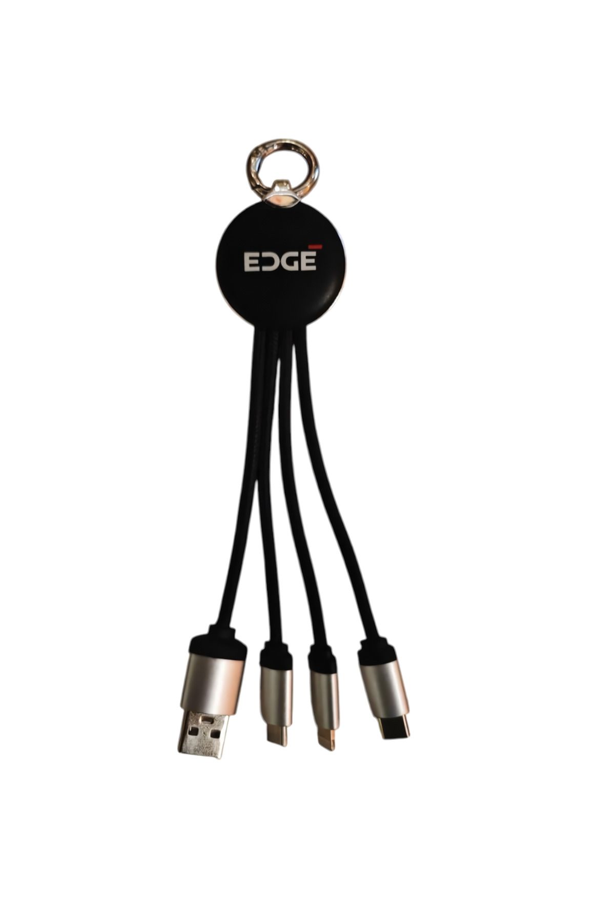 GÜMRÜK BEY Edge Üçü Bir Arada Anahtarlıklı USB Şarj Kablosu TYP-C Micro USB İphone Uyumlu Kablo 18 cm.