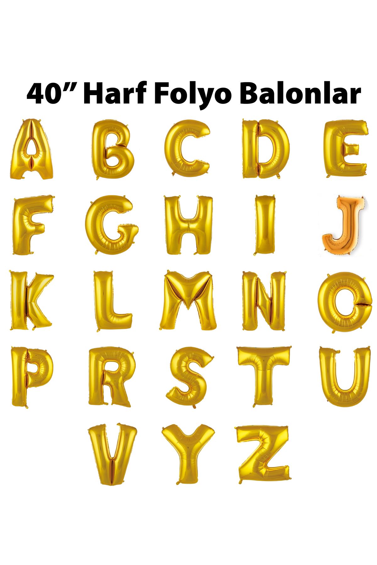 PARTİMİO PARTİ MALZEMELERİ Harf Folyo Balon Gold Renk 40'' (100cm)
