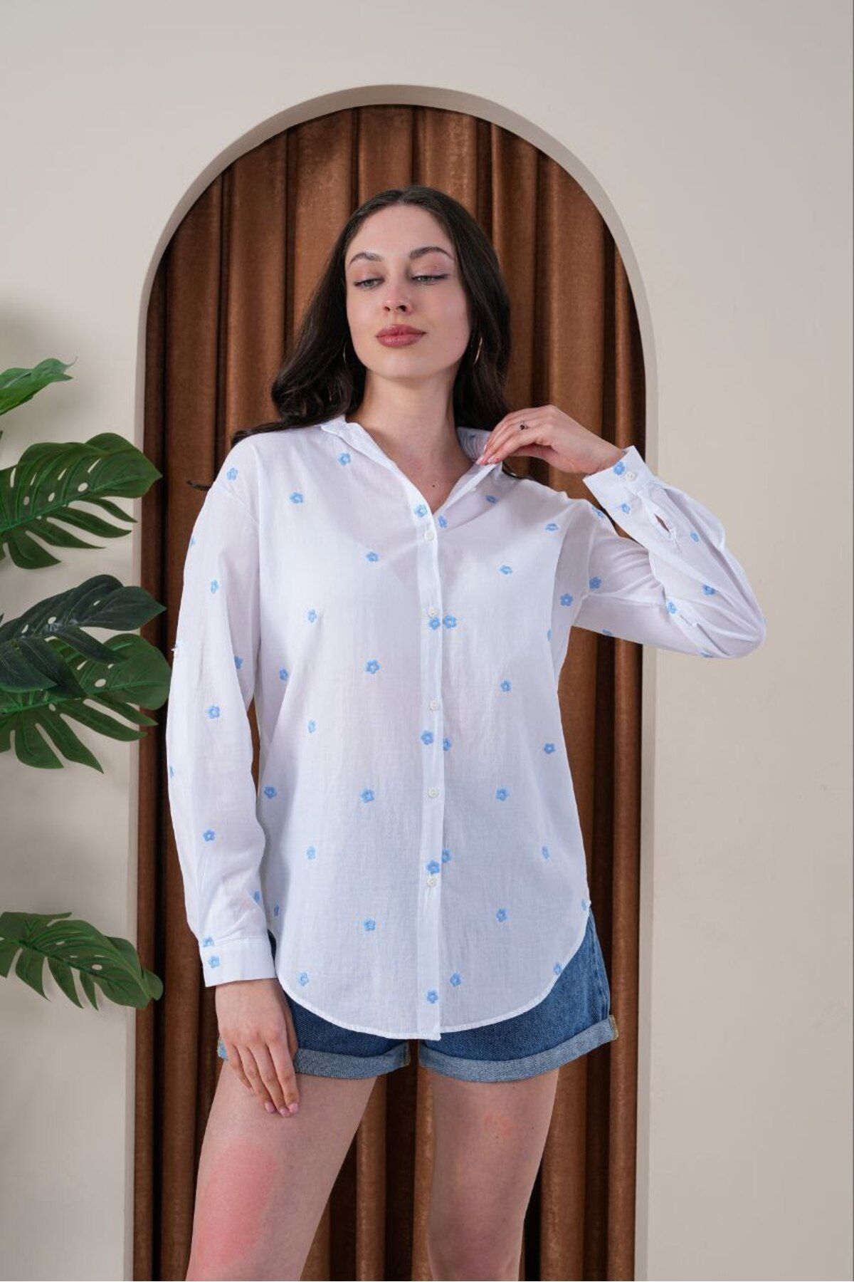 Wishatelier Papatyalı Oversize Gömlek