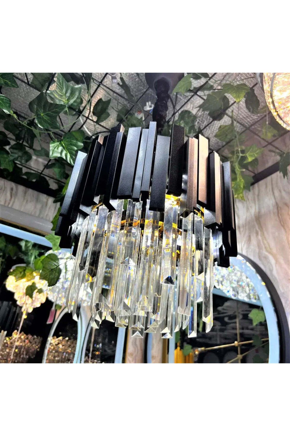 LightPlanet-Candelabru de cristal pe lant Negru 3xE14/40W/230V Diametru 30cm 2