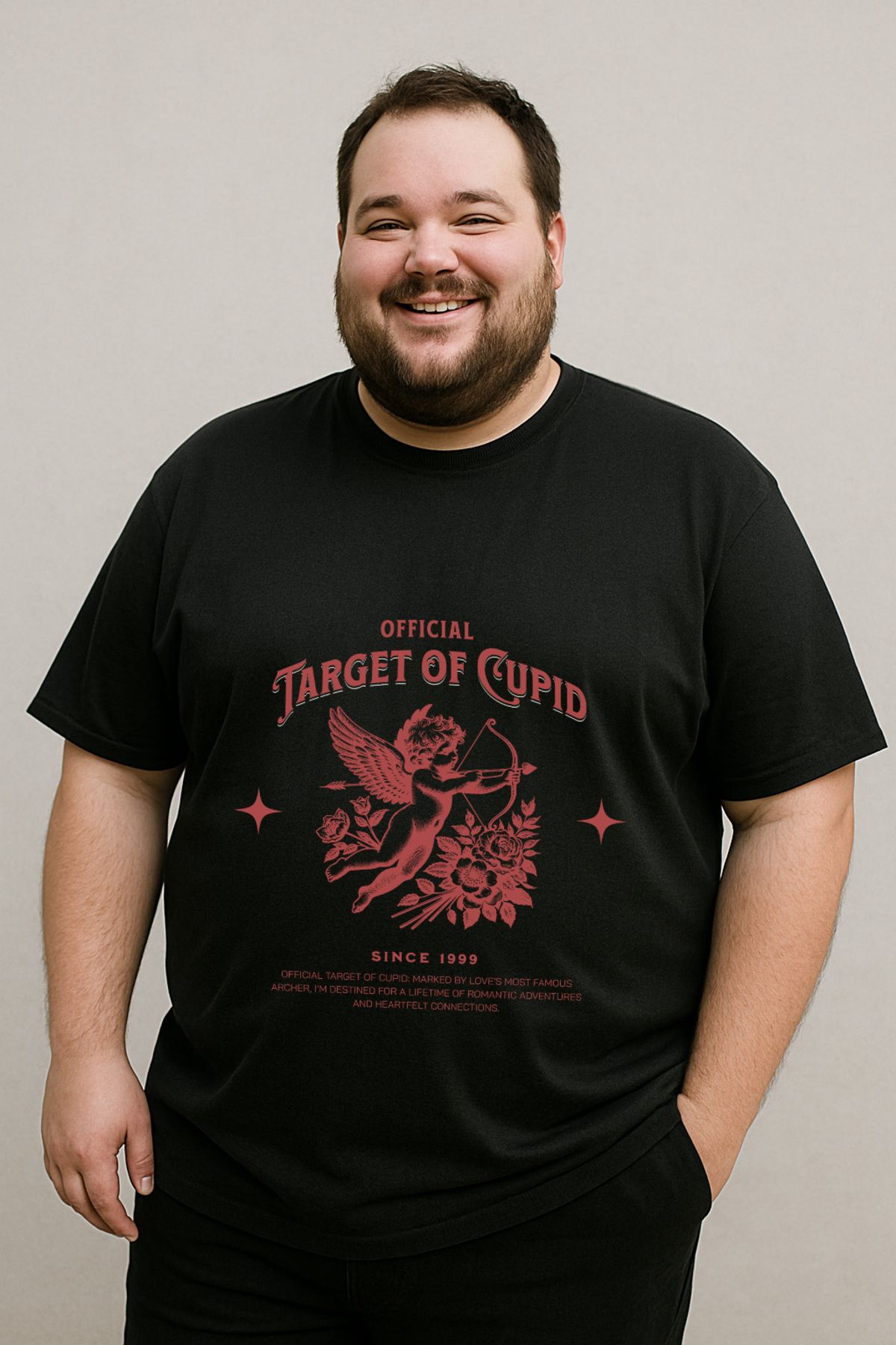 DogFish Siyah OfficialTargetOfCupid Baskılı Tişört Şıklığa Özel