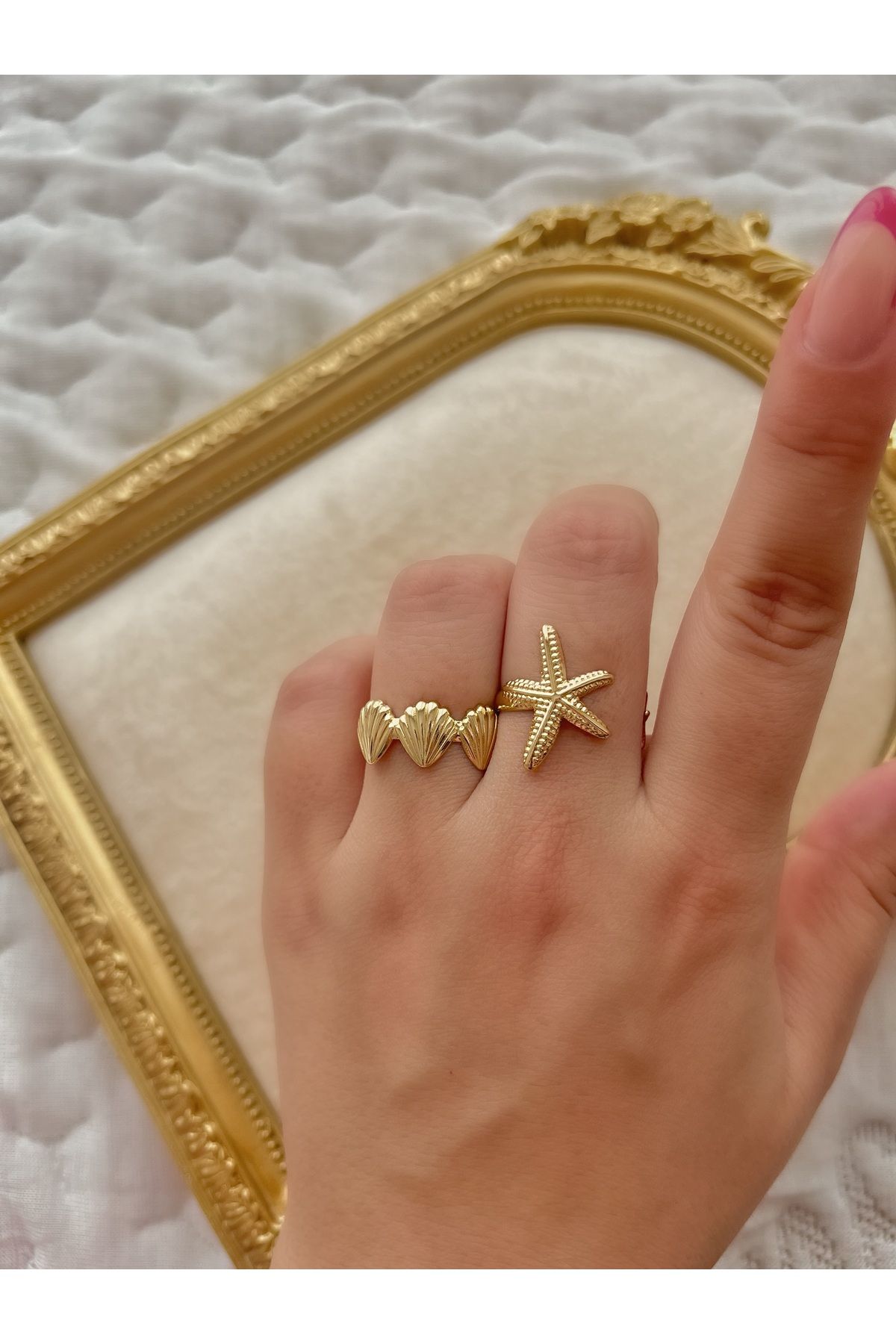 sirius jewelry Altın Kaplama Ayarlanabilir Yüzük Seti