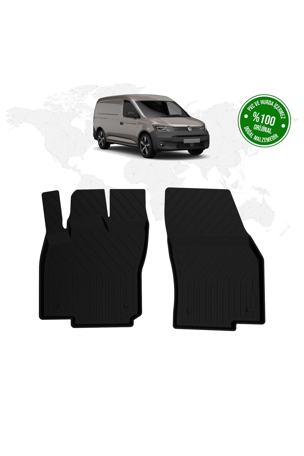 FA OTOMOTİV Volkswagen Caddy Cargo (Panelvan) 4D Havuzlu Paspas (Ön 2 Parça) 2020 Model Ve Sonrası