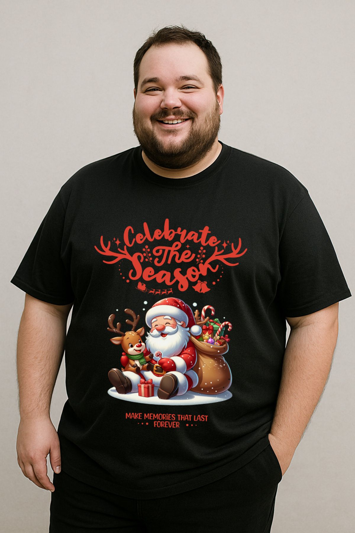 DogFish Siyah CelebrateTheSeason Baskılı Tişört Şıklığa Özel