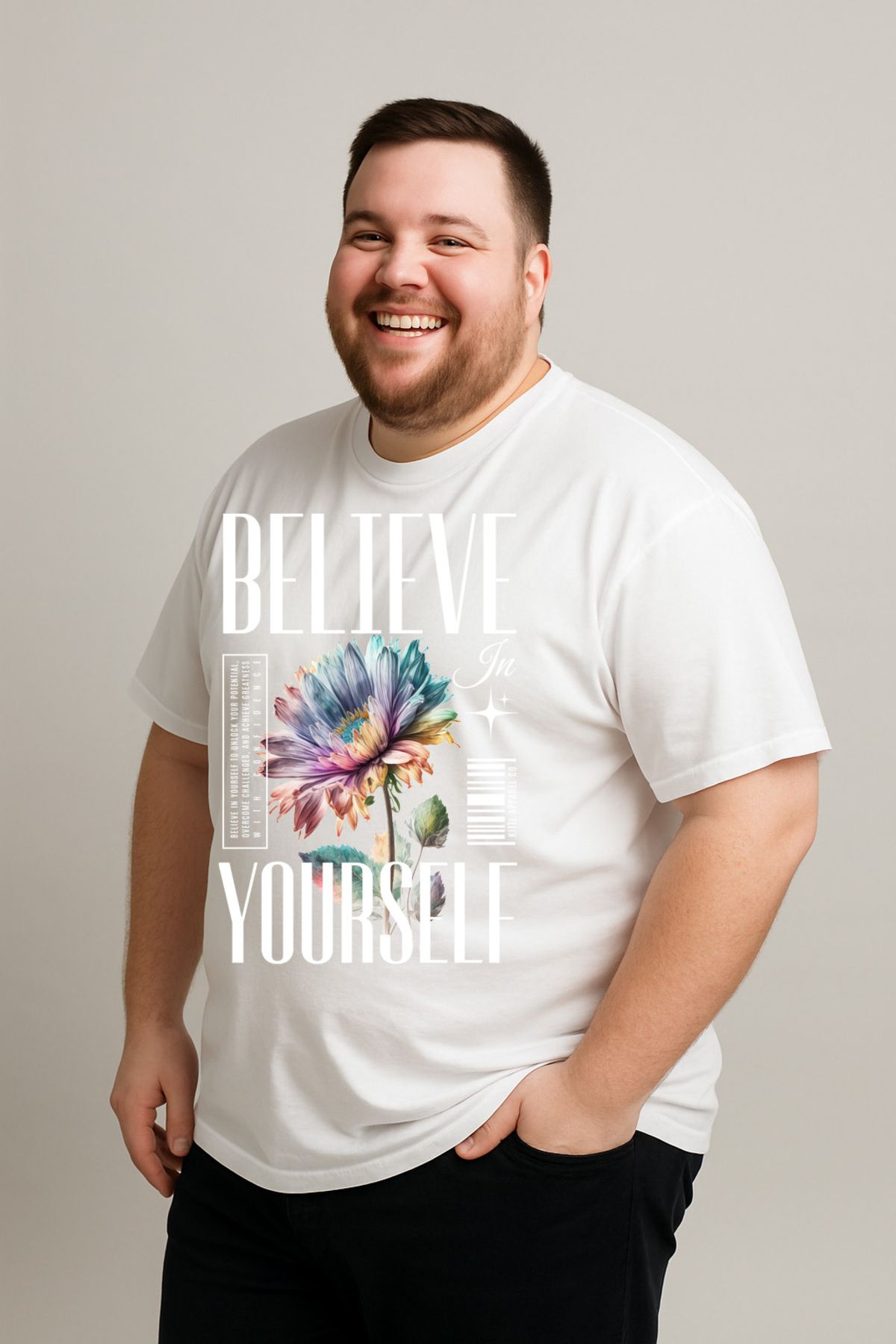 DogFish Beyaz Believeinyourself Baskılı Tişört Gün Boyu Rahatlık