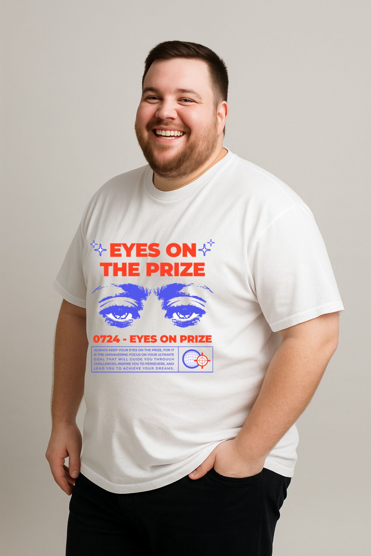 DogFish Beyaz EyesonThePrizeTshirt Baskılı Tişört %100 Pamuk Konforu