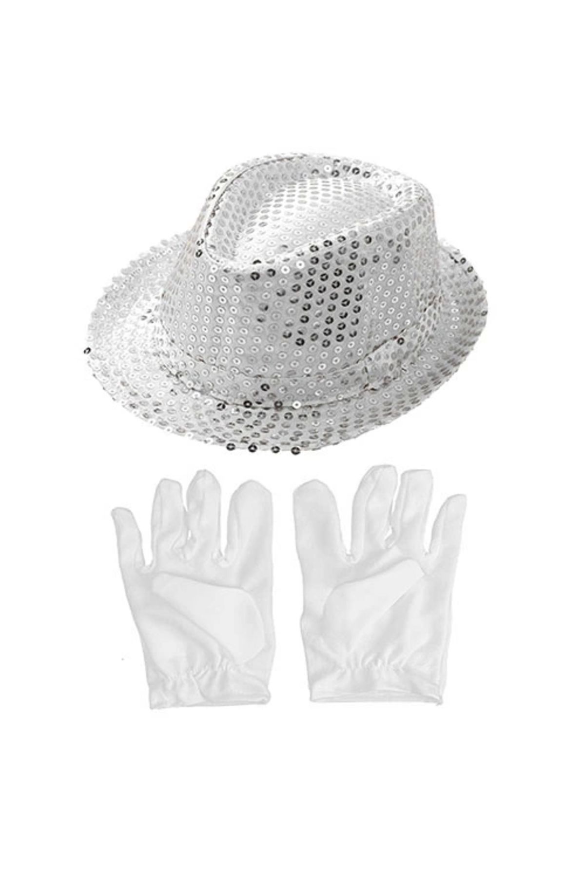 shop Gümüş Payetli Çocuk Şapkası ve Beyaz Eldiven