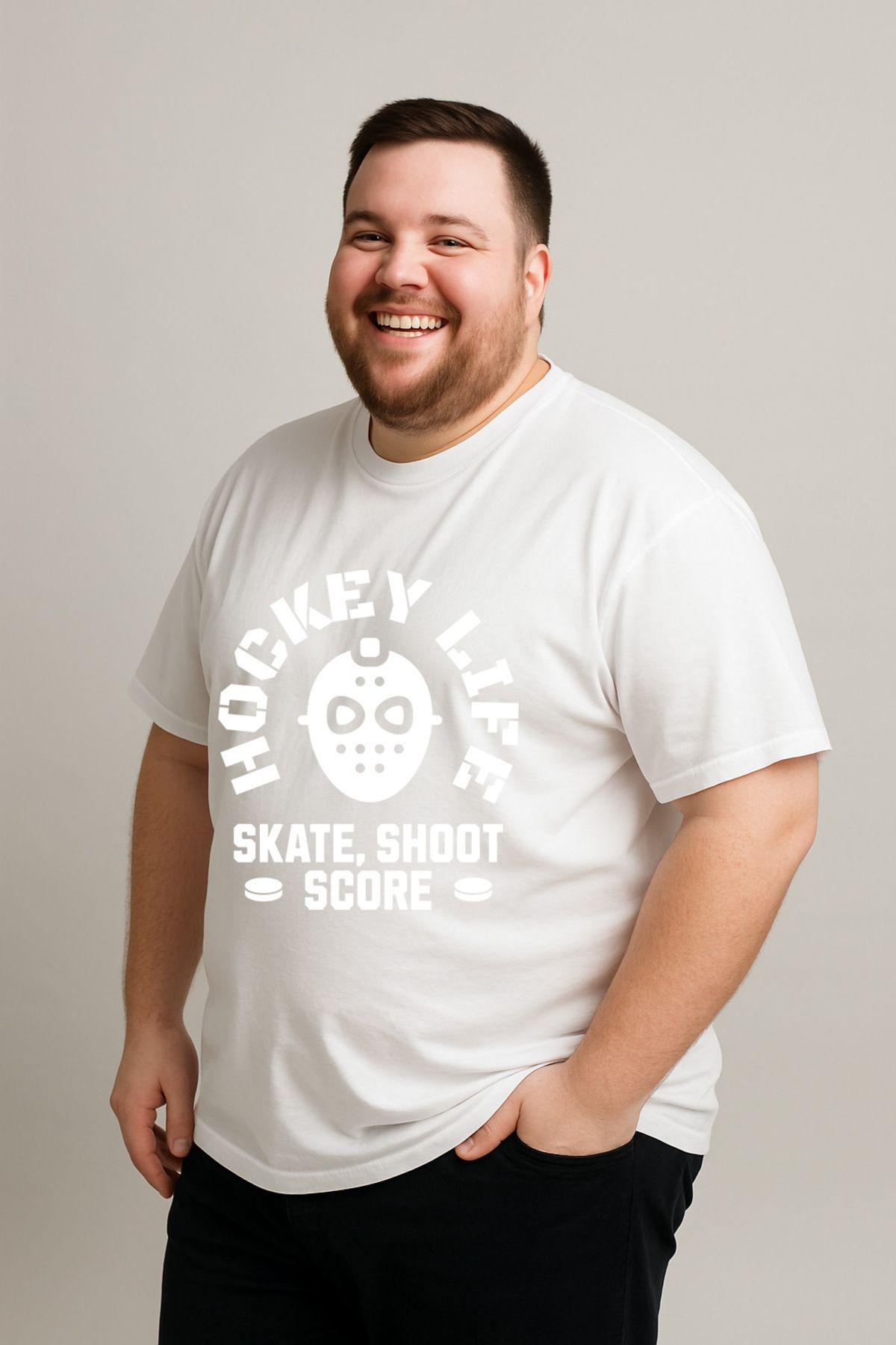 DogFish Beyaz HockeyLife Baskılı Tişört Soft Dokunuş