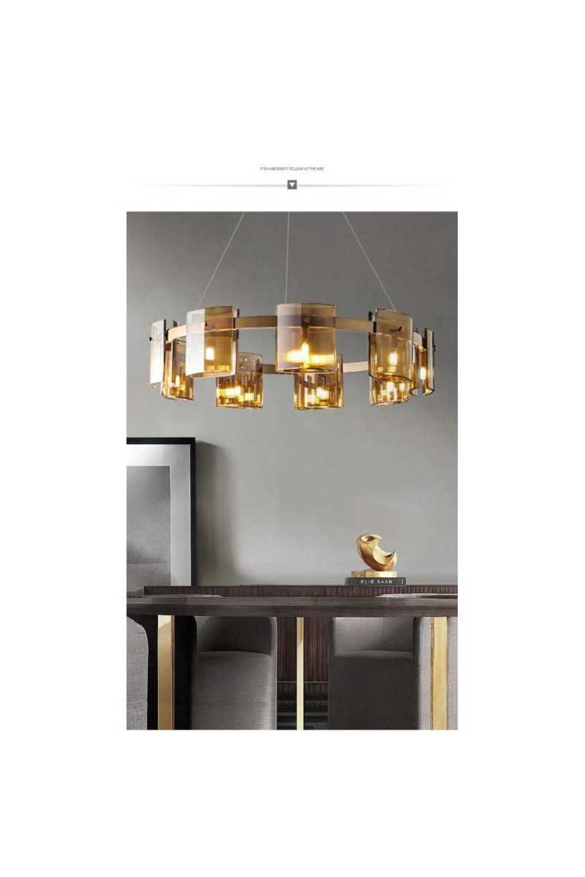 LightPlanet Lustra Led Modern Polish Gold Glass G9 X 9 - One Size