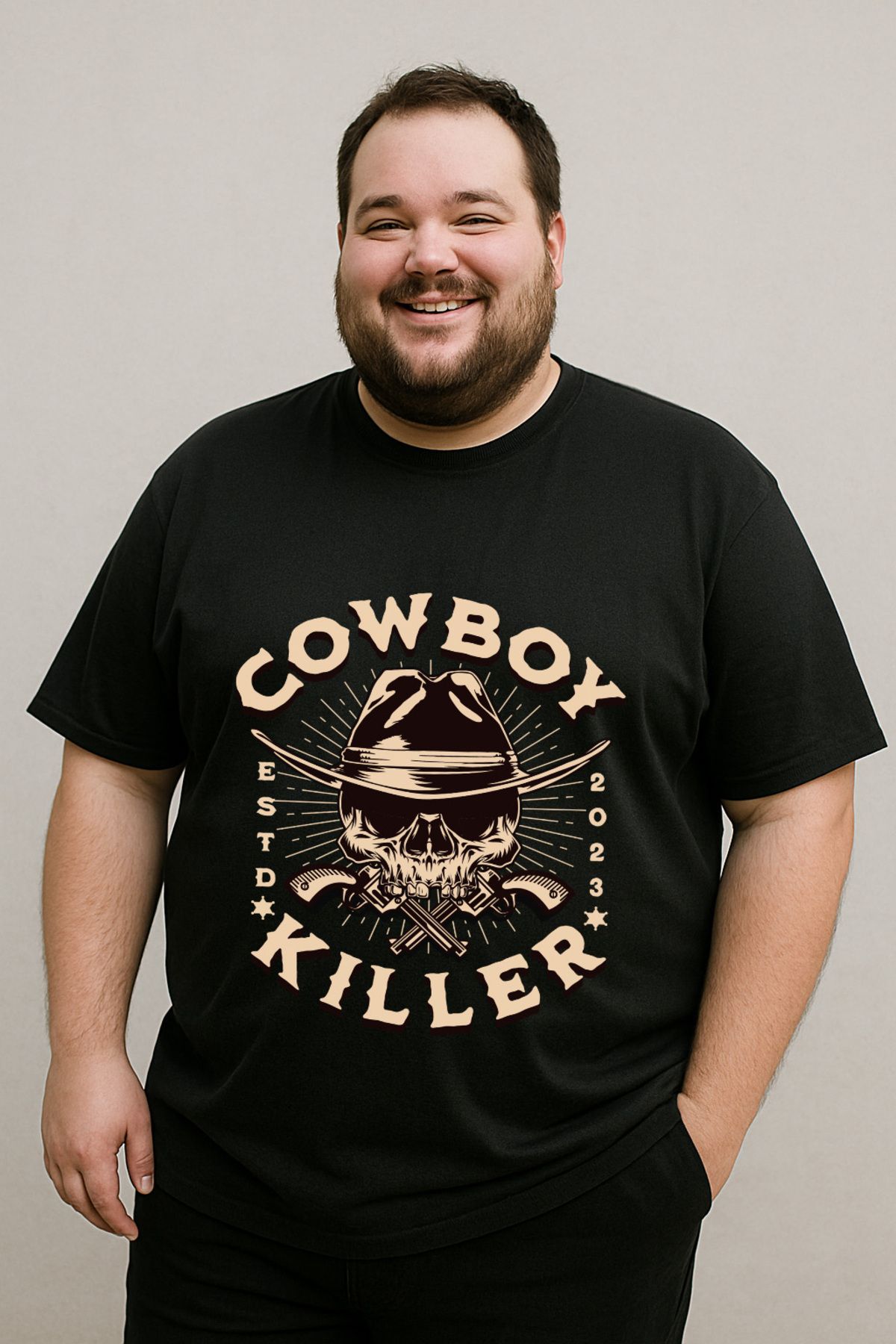 DogFish Siyah COWBOYKILLER Baskılı Tişört Gün Boyu Rahatlık